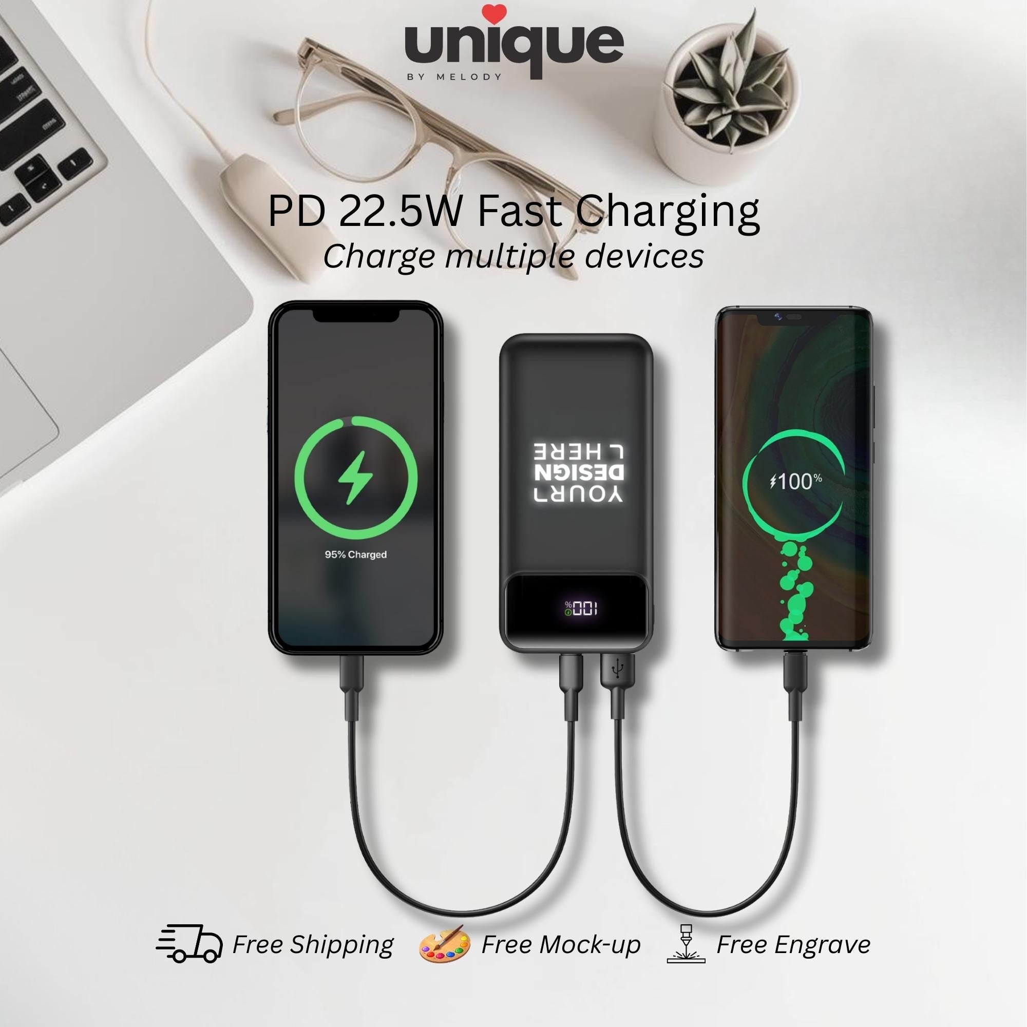 Custom Logo Powerbank with Built in Cables 10000mah PD Branded Fast Charging Portable Corporate Tech Gift for Employee Client Trade Show