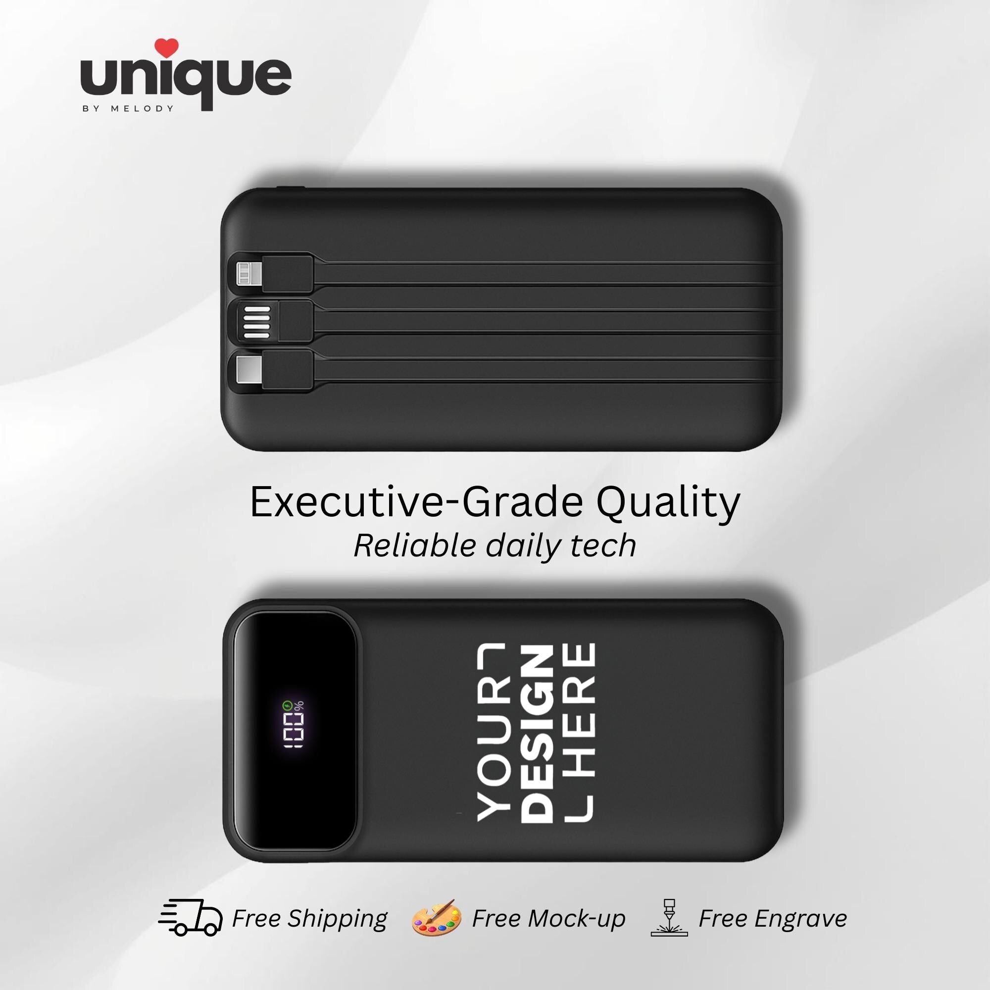 Custom Logo Powerbank with Built in Cables 10000mah PD Branded Fast Charging Portable Corporate Tech Gift for Employee Client Trade Show