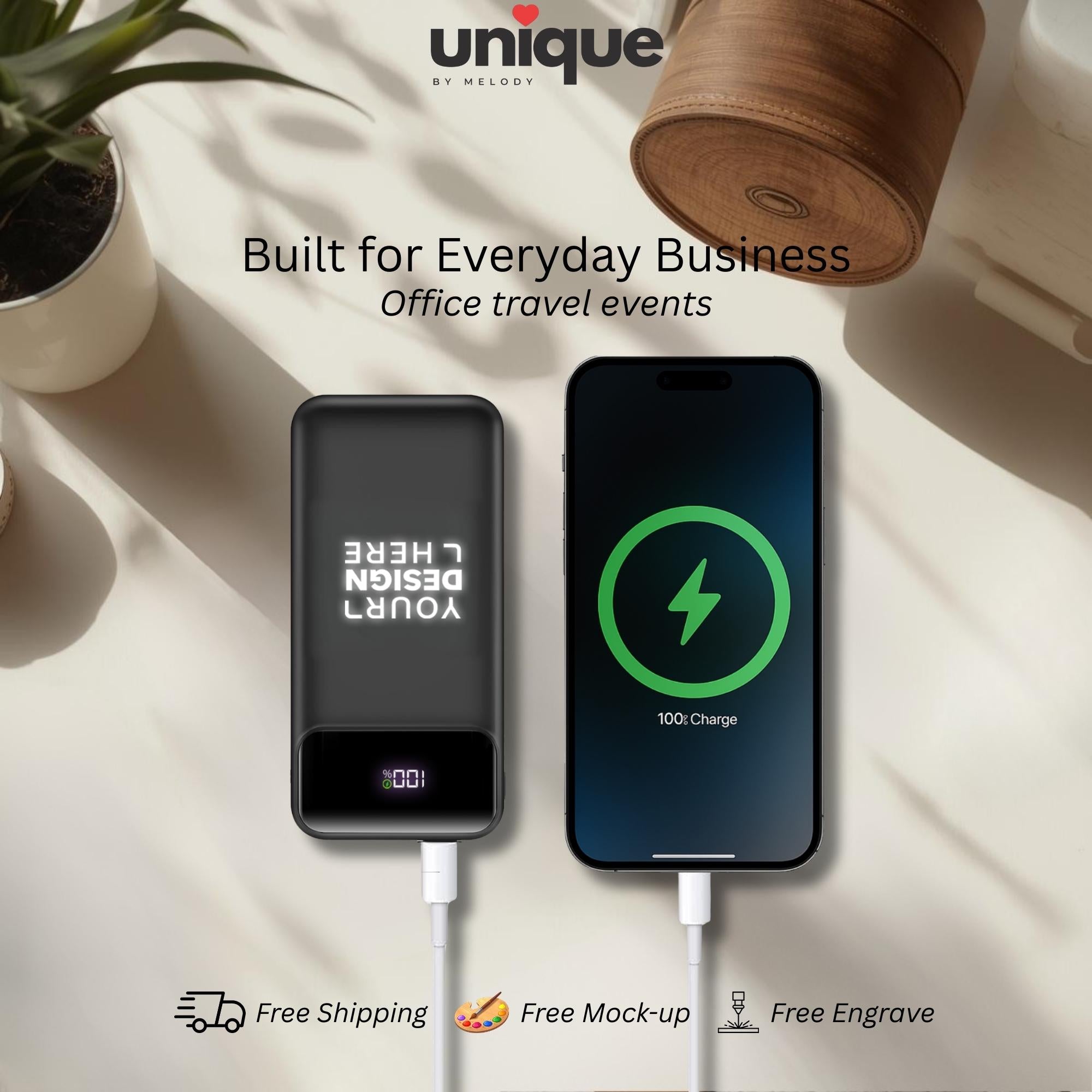 Custom Logo Powerbank with Built in Cables 10000mah PD Branded Fast Charging Portable Corporate Tech Gift for Employee Client Trade Show