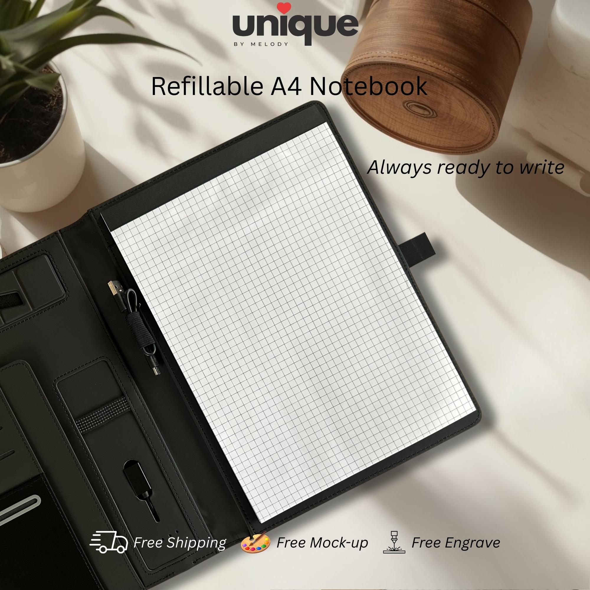 Custom Logo Light Up Tech Portfolio A4 Executive Personalized Business Folder with Powerbank Corporate Meeting Office Conference Client Gift