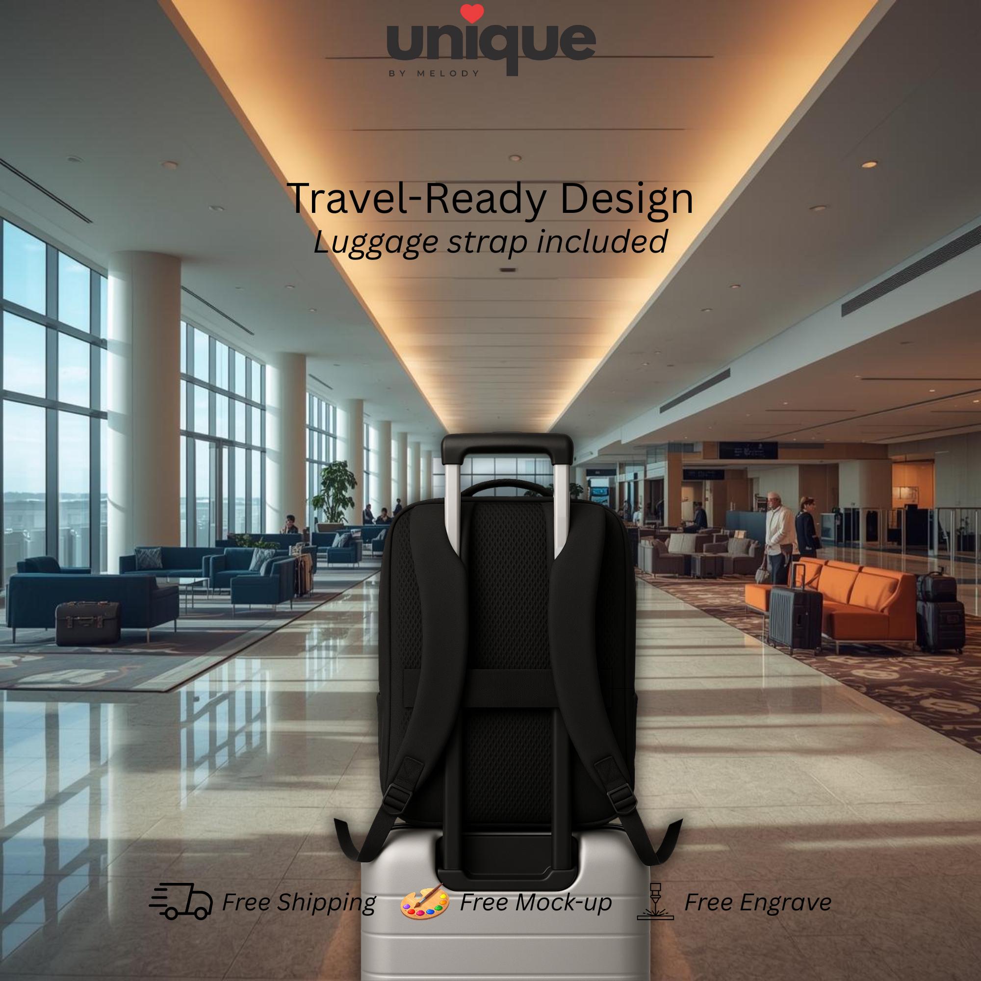Custom Logo Tech Backpack Waterproof Corporate Laptop Bag with USB Charging Port Business Travel Ready Gift for Client Employee Trade Show
