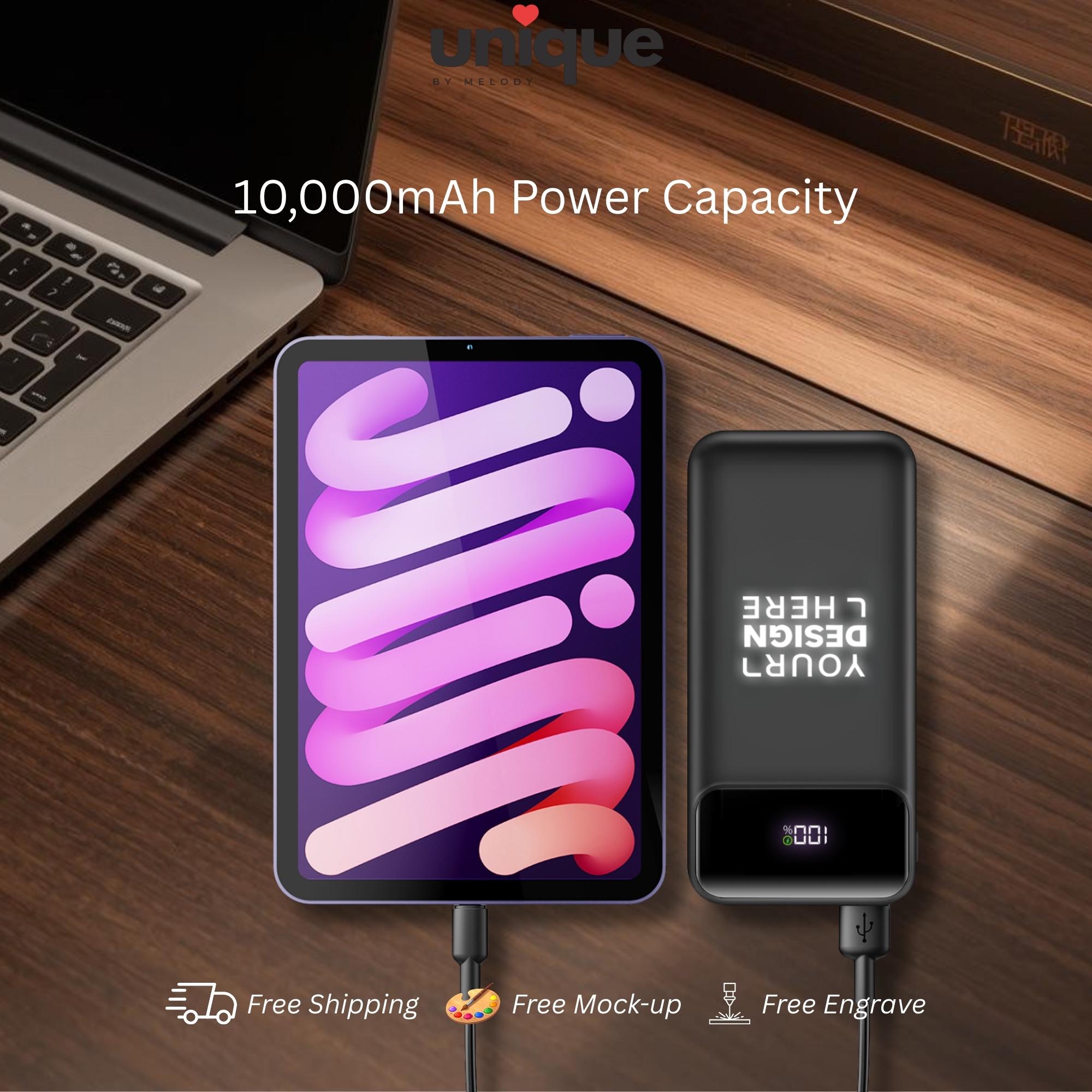 Luxury Custom Logo Powerbank with Built in Cables Fast Charging Tech Gift for Executives VIP Clients Events Business Travel