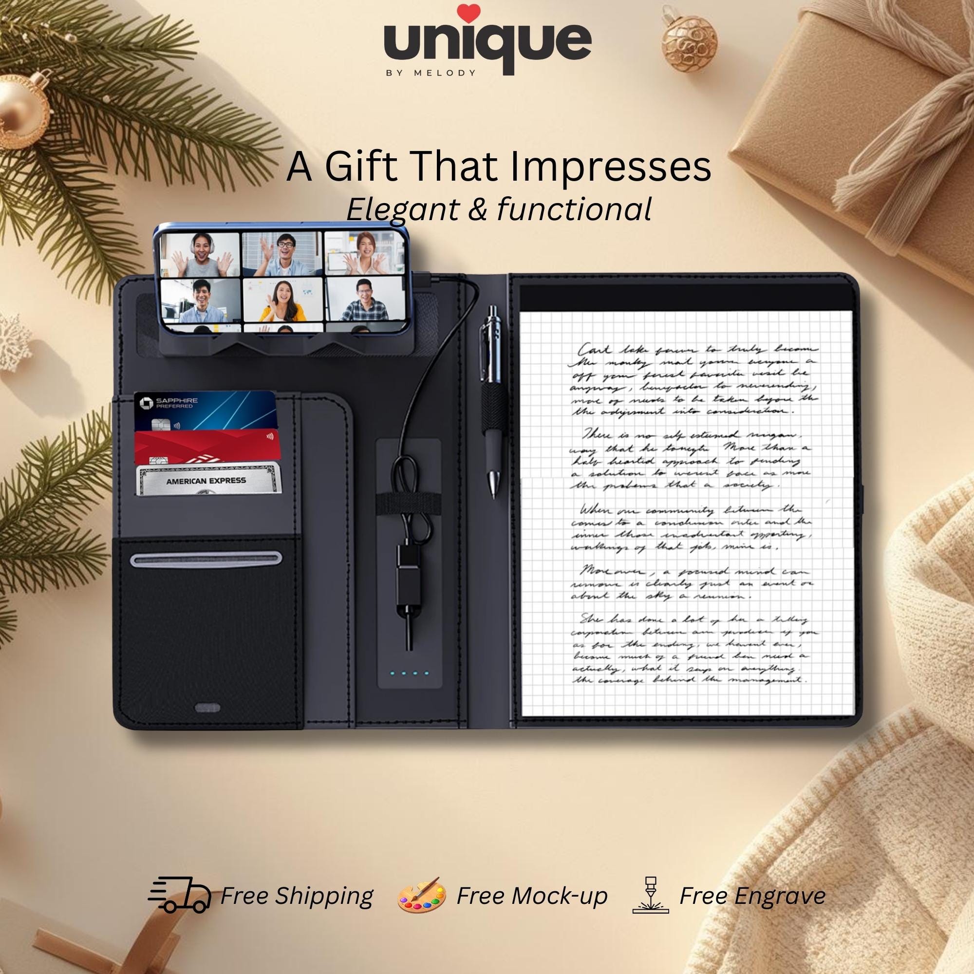 Custom Logo Light Up Tech Portfolio Corporate Employee Client Appreciation Holiday XMas New Year End Event Conference Travel Meeting Gift