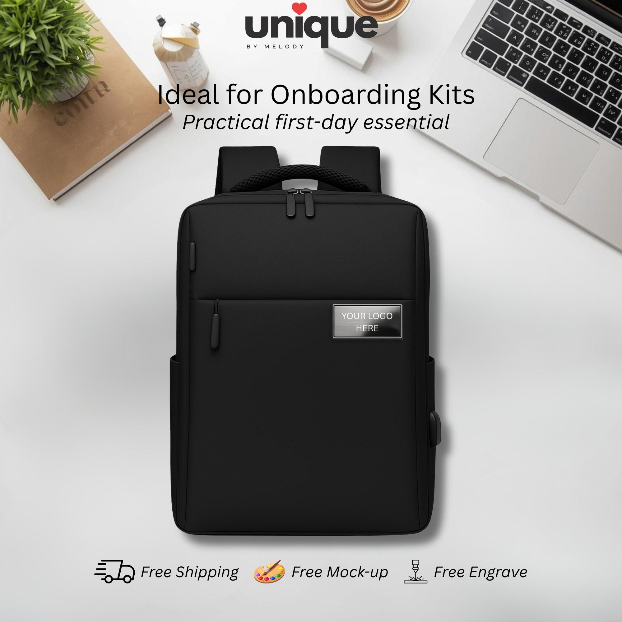 Personalized Laptop Backpack Corporate Employee Client Appreciation Travel Conference Holiday XMas New Year End Business Gift w Custom Logo