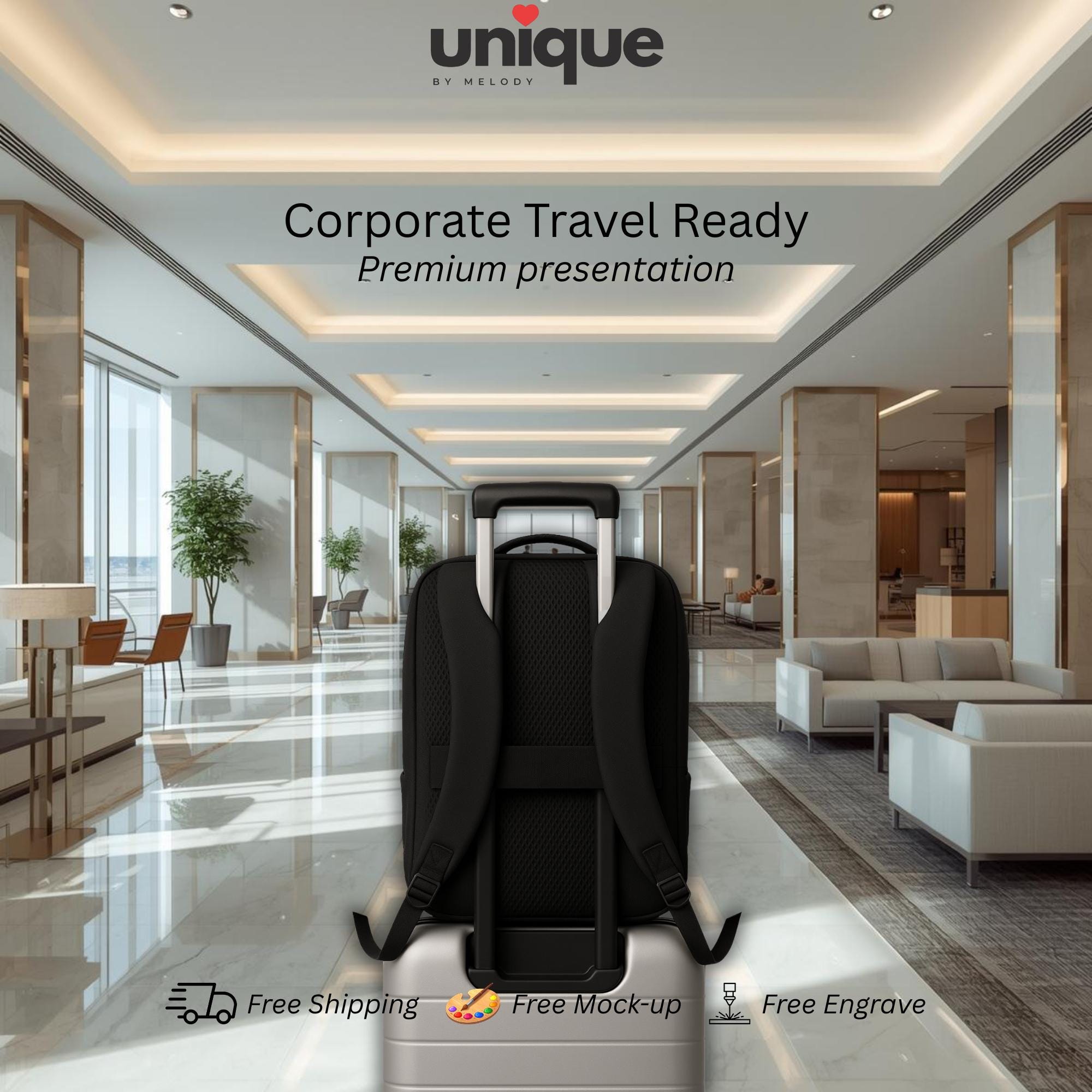 Personalized Laptop Backpack Corporate Employee Client Appreciation Travel Conference Holiday XMas New Year End Business Gift w Custom Logo