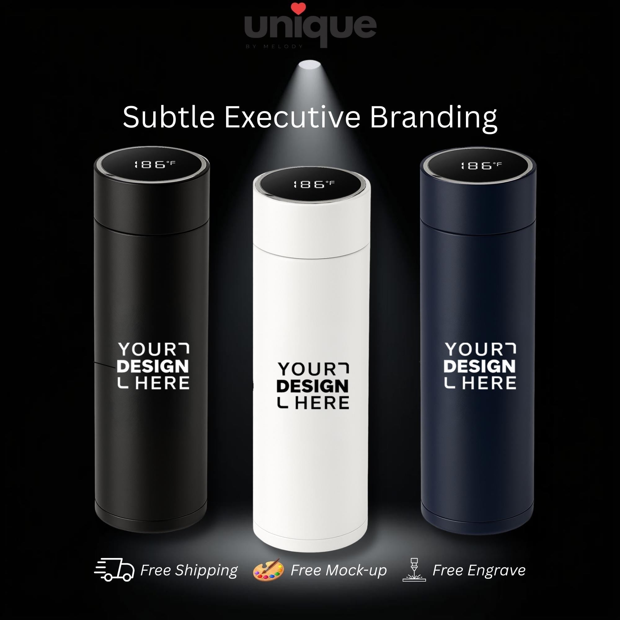 Luxury Custom Logo Smart Thermos Executive Stainless Steel Temperature Display Personalized Tumbler VIP Client Corporate Business Gift