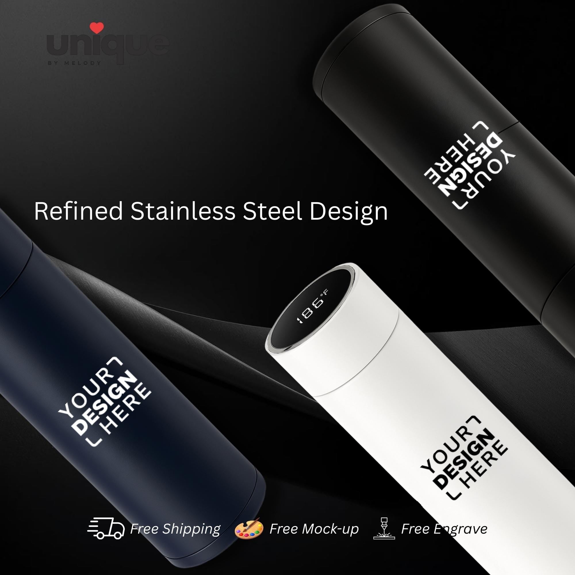 Luxury Custom Logo Smart Thermos Executive Stainless Steel Temperature Display Personalized Tumbler VIP Client Corporate Business Gift