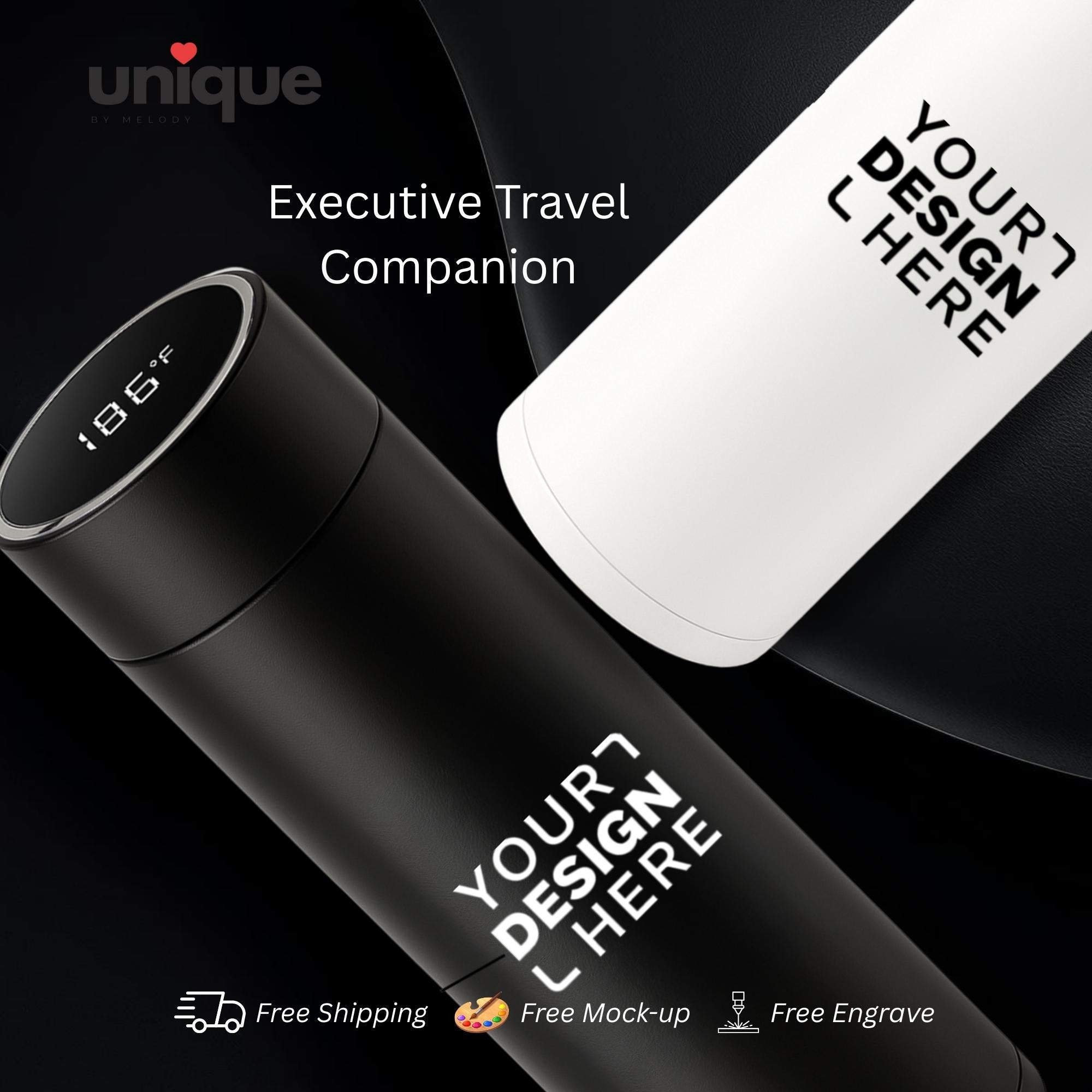 Luxury Custom Logo Smart Thermos Executive Stainless Steel Temperature Display Personalized Tumbler VIP Client Corporate Business Gift