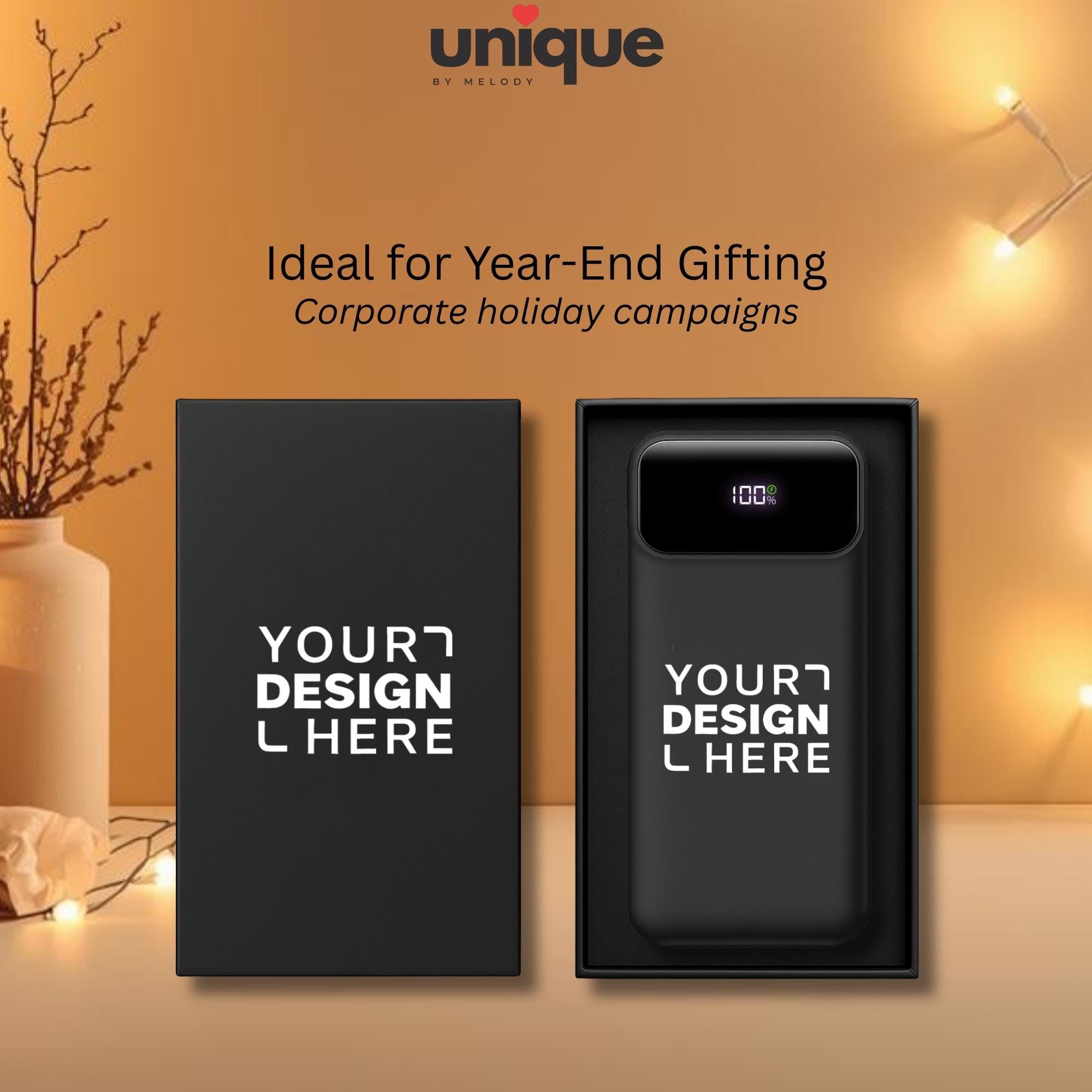 Custom Logo Powerbank with Built in Cables Holiday Corporate Client Appreciation New Year End Tech Gift Fast Charging Portable Charger