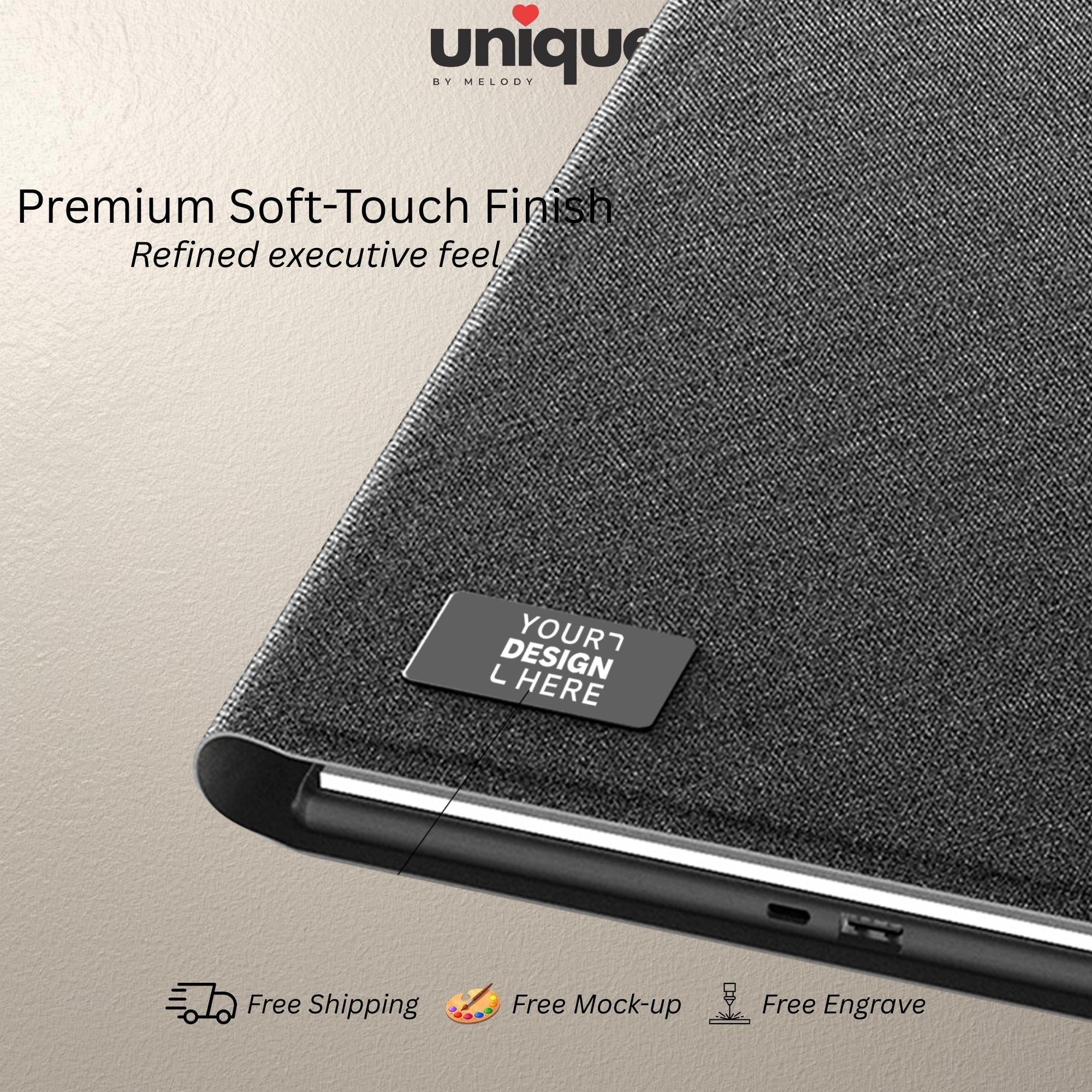 Custom Logo Laser Engraved Portfolio Tech A4 Executive Business Portfolio with Powerbank Conference Meeting Corporate Client Trade Show Gift