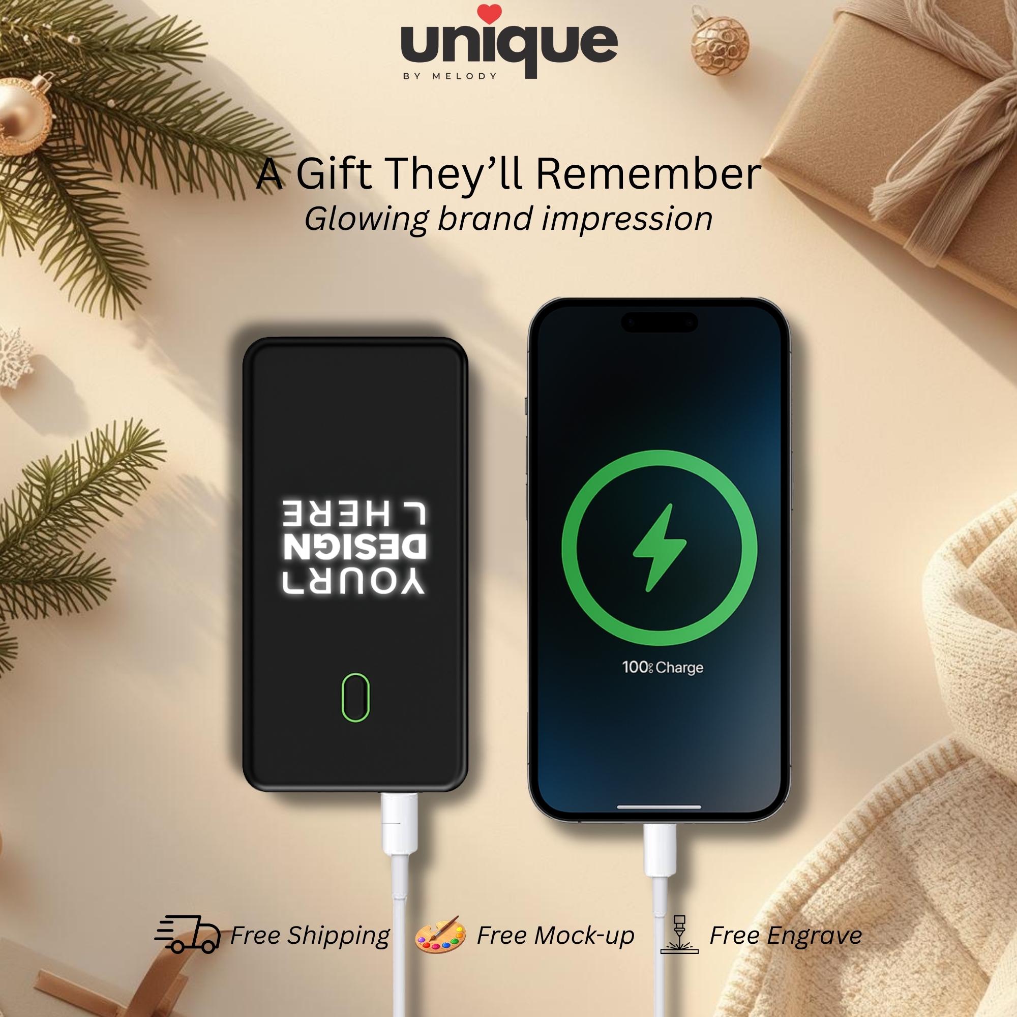 Custom Logo Magsafe Powerbank Light Up Corporate Holiday Tech Charger Employee Client Event Appreciation New Year End Gift Fast Charging
