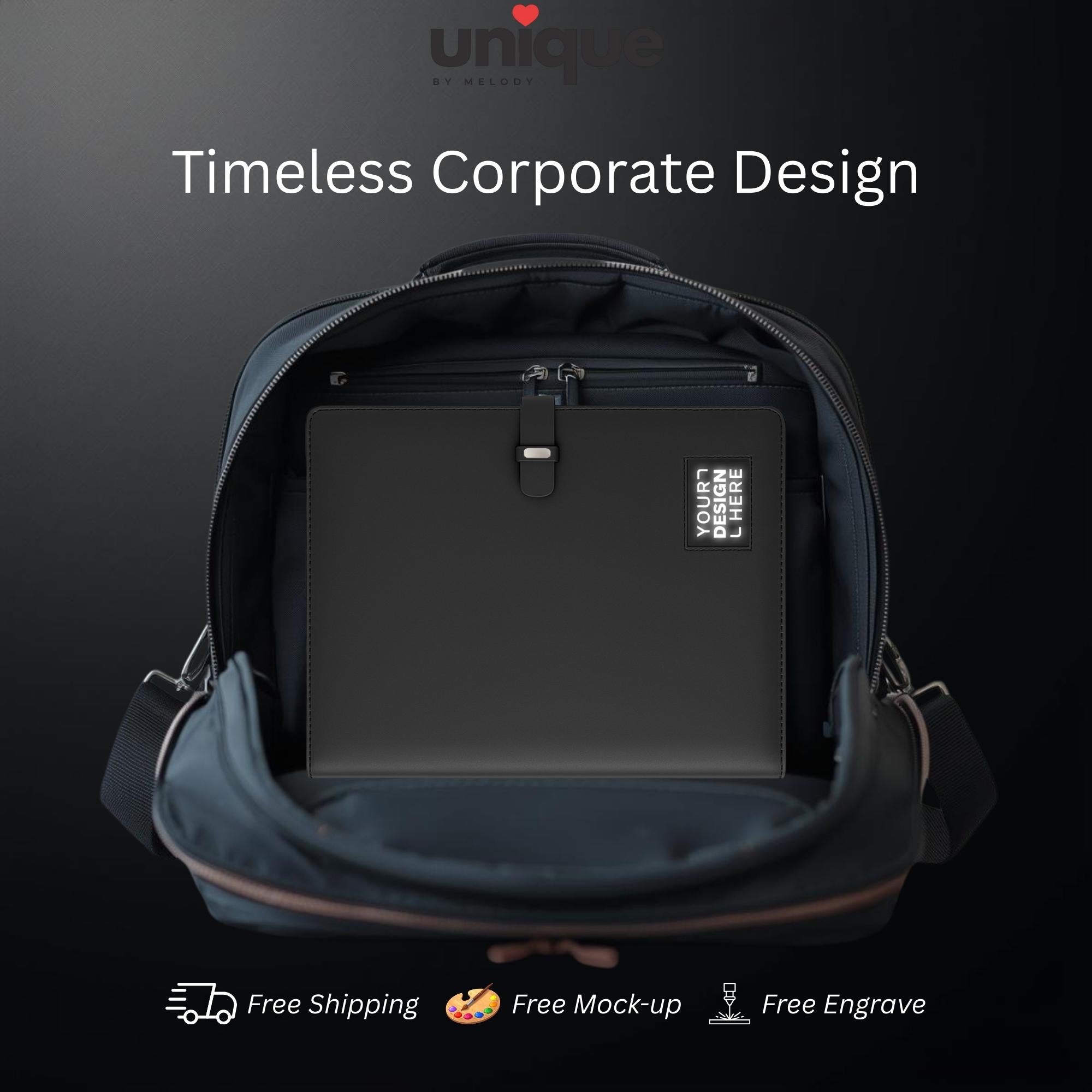 Luxury Light up Logo Tech Portfolio Executive A4 Organizer with Powerbank Premium Custom Corporate VIP Gift for Meeting Conference Clients