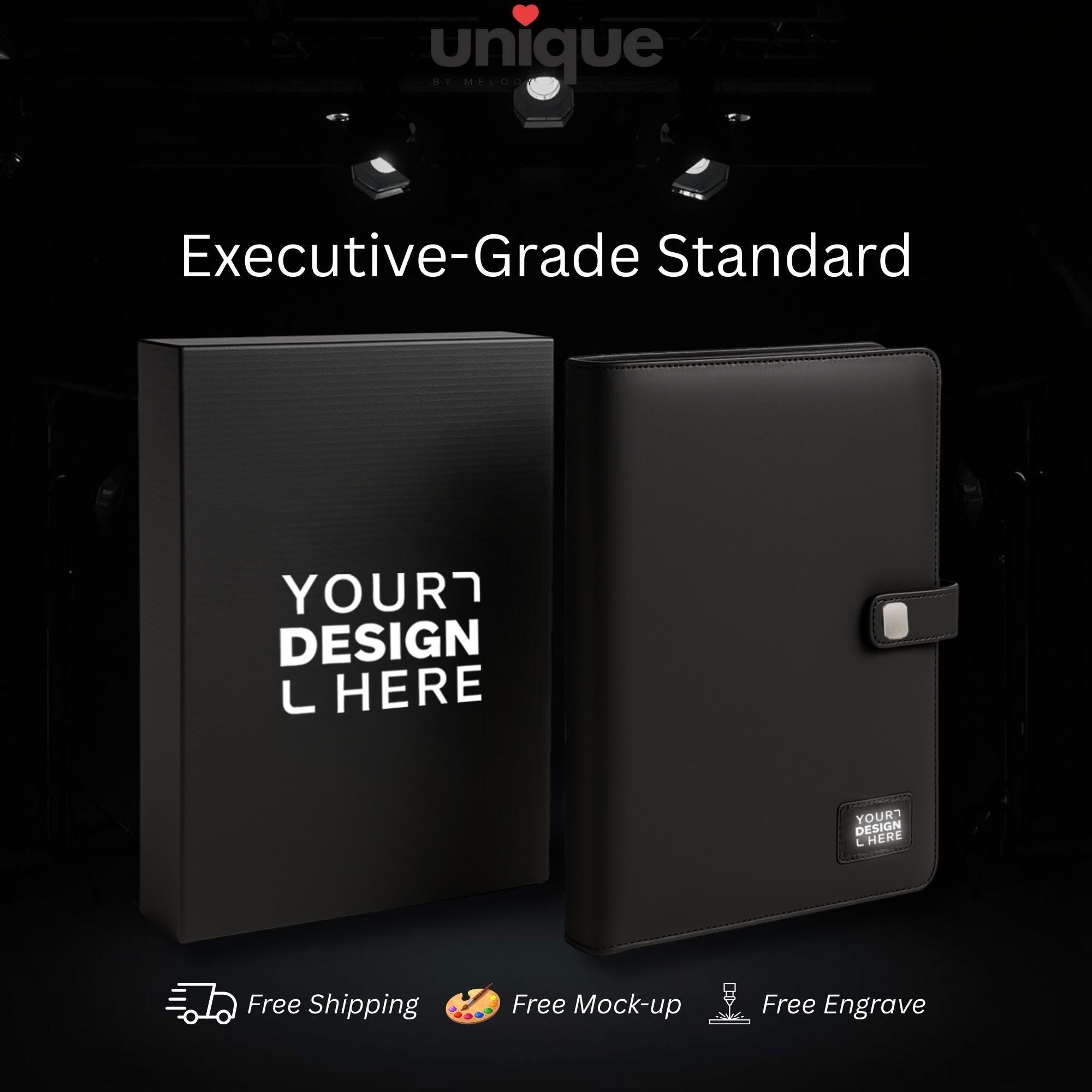 Luxury Light up Logo Tech Portfolio Executive A4 Organizer with Powerbank Premium Custom Corporate VIP Gift for Meeting Conference Clients