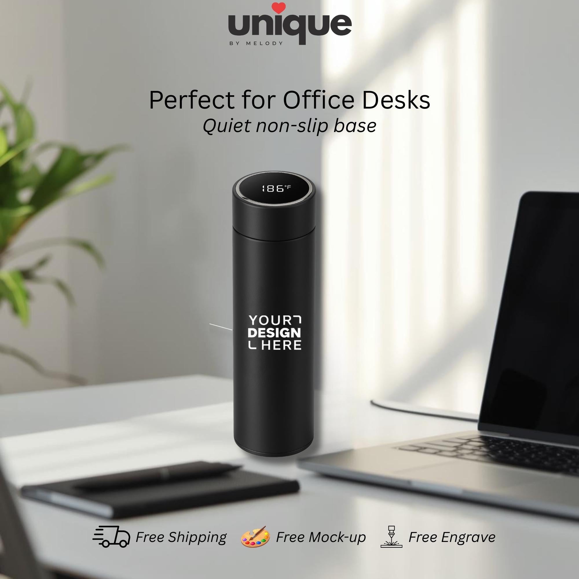 Custom Logo Smart Thermos Temperature Display Stainless Steel Branded Corporate Drinkware Gift Employee Client Appreciation Giveaway Ready