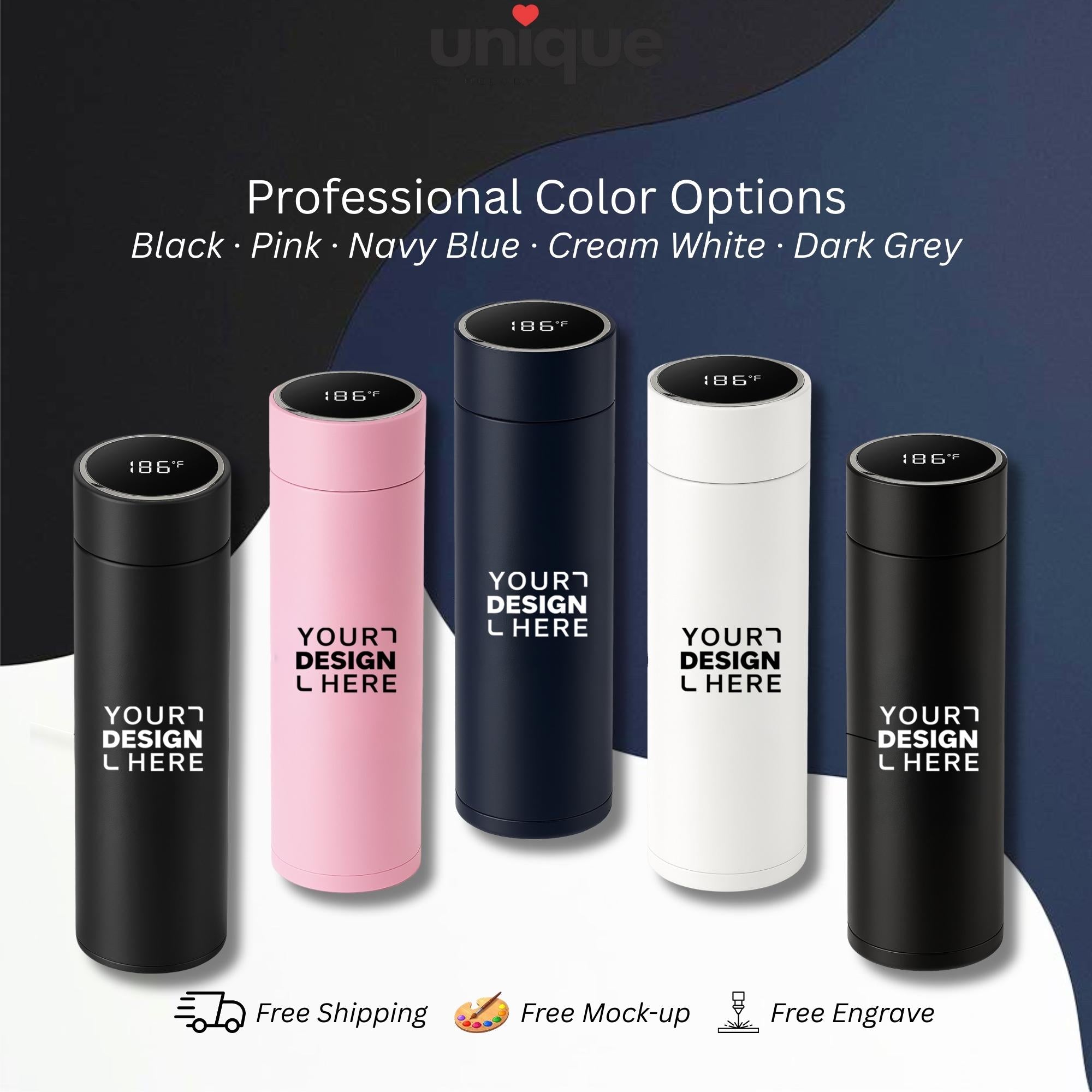 Custom Logo Smart Thermos Temperature Display Stainless Steel Branded Corporate Drinkware Gift Employee Client Appreciation Giveaway Ready