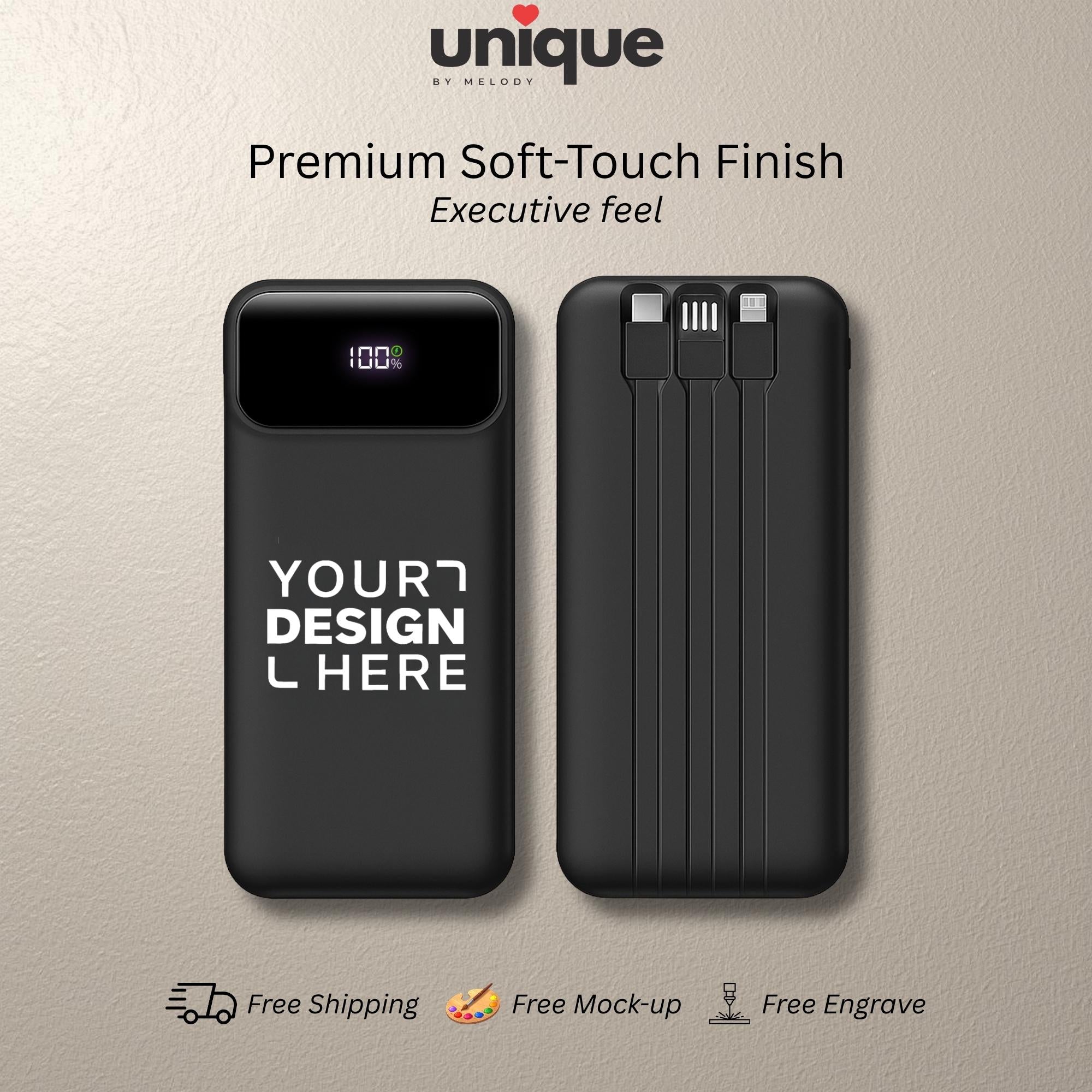 Custom Logo Powerbank with Built in Cables 10000mah PD Branded Fast Charging Portable Corporate Tech Gift for Employee Client Trade Show