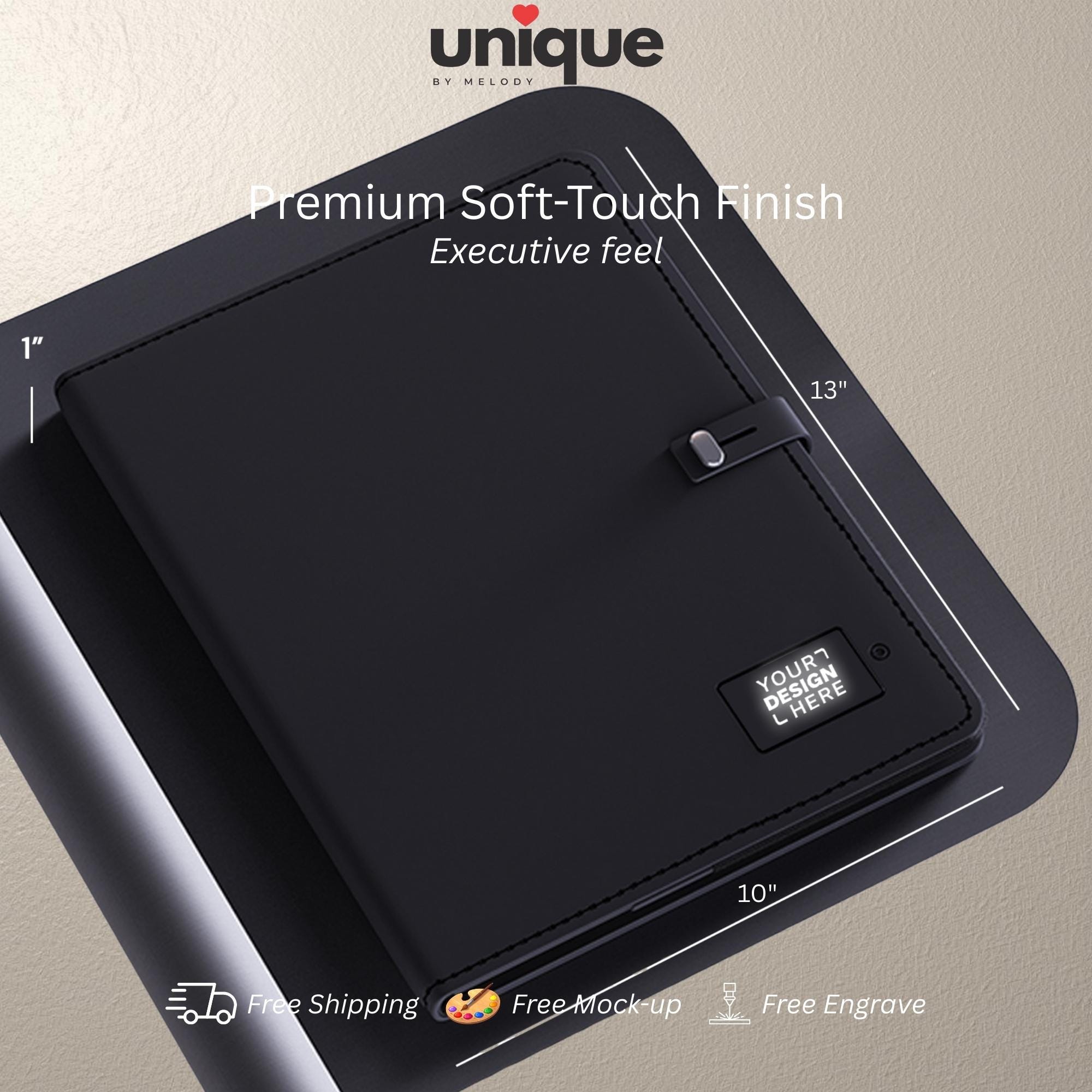 Custom Logo Light Up Tech Portfolio A4 Executive Personalized Business Folder with Powerbank Corporate Meeting Office Conference Client Gift