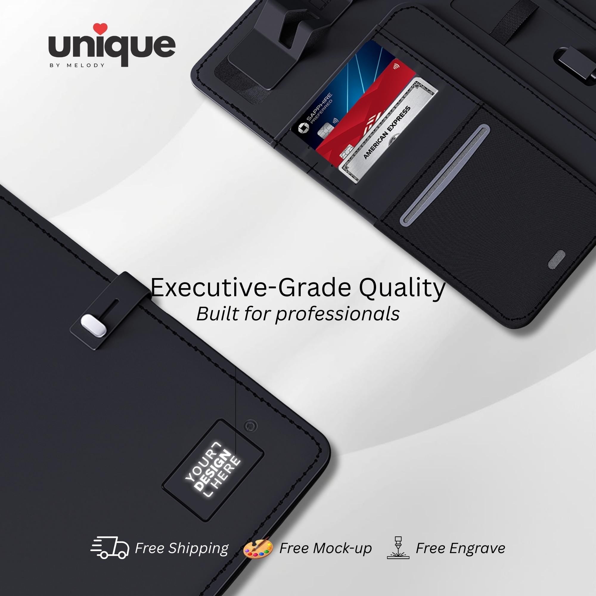 Custom Logo Light Up Tech Portfolio A4 Executive Personalized Business Folder with Powerbank Corporate Meeting Office Conference Client Gift