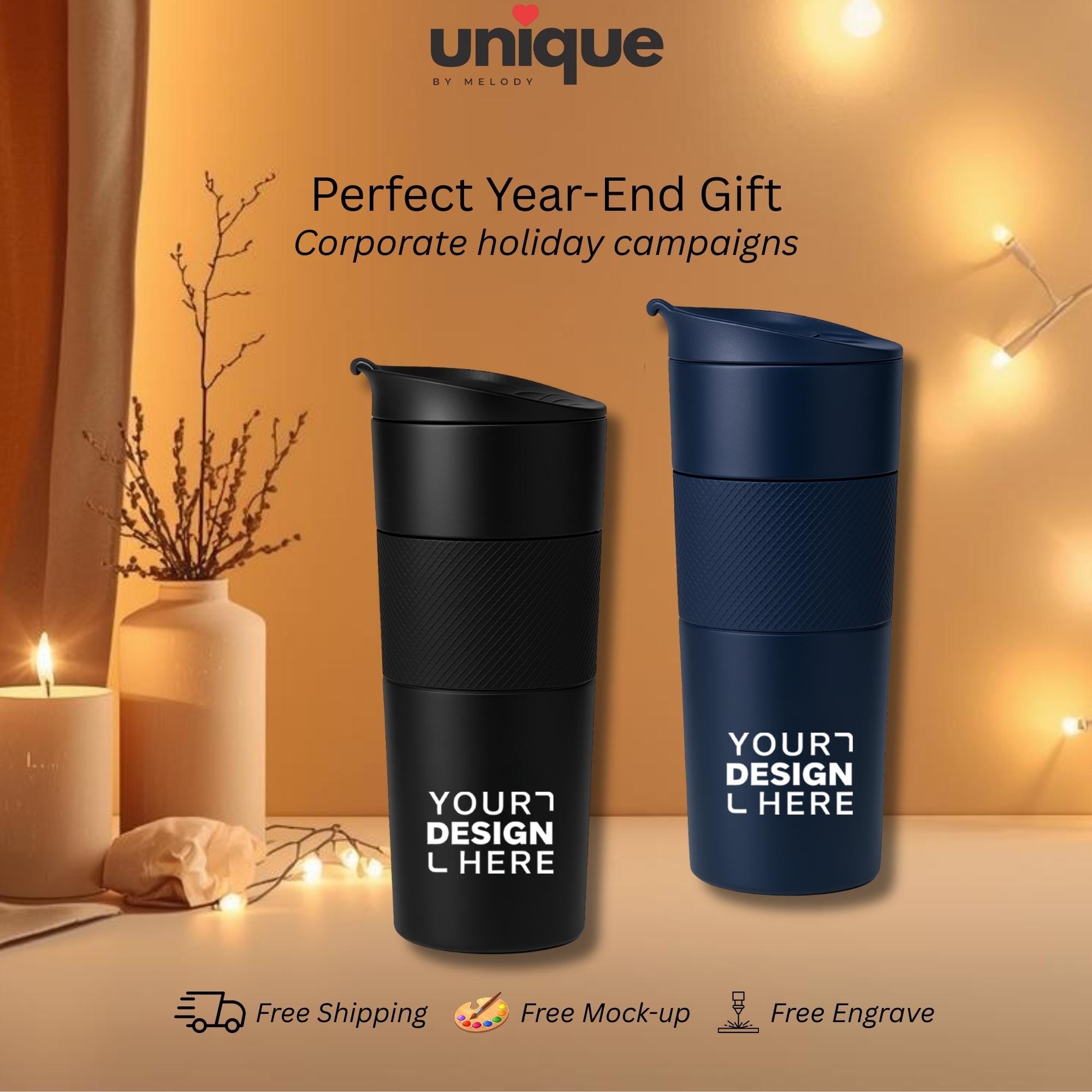 Custom Logo Tumbler Personalized Stainless Steel Corporate Employee Client Office Company New Year End Bachelor Party Holiday Coffee Gift