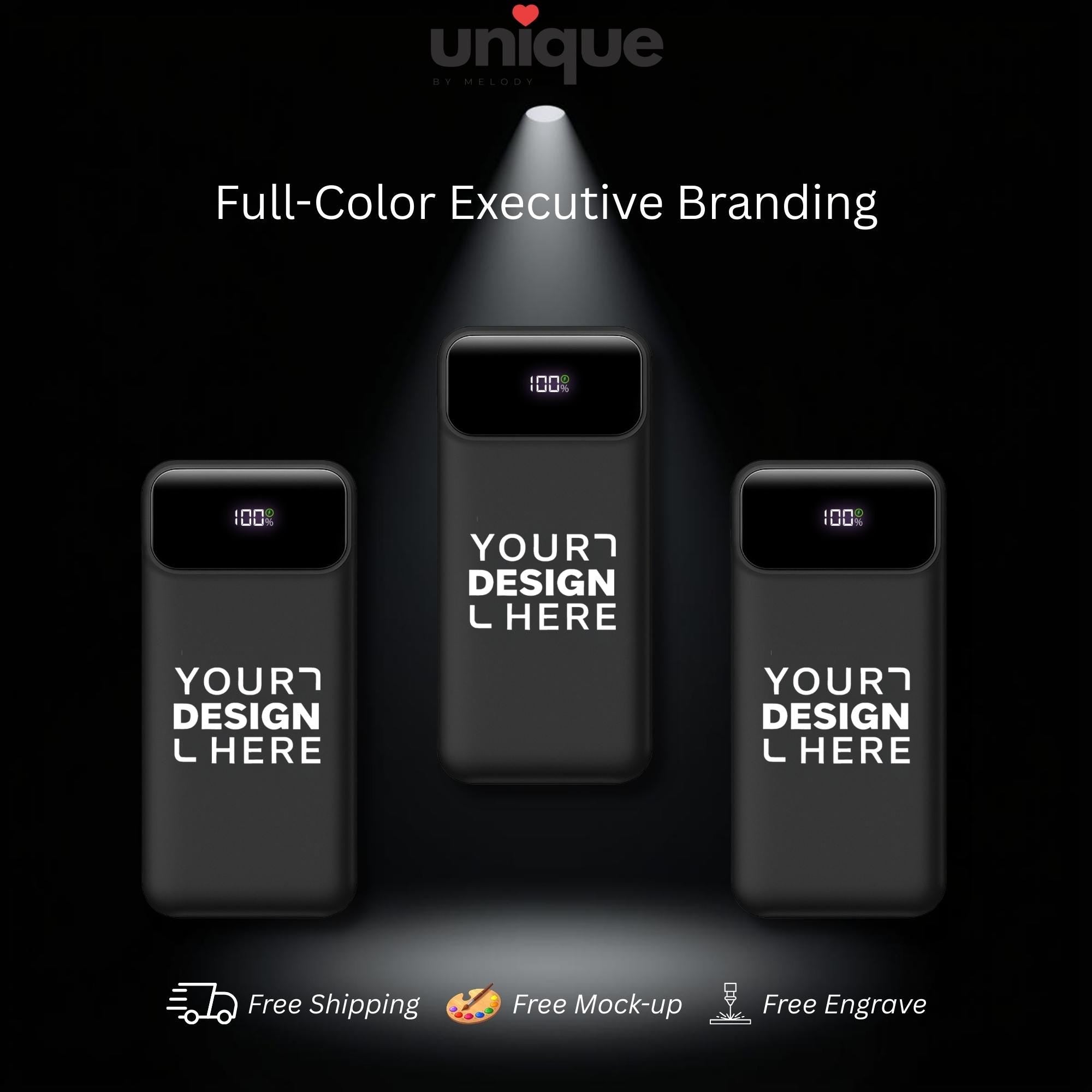Luxury Custom Logo Powerbank with Built in Cables Fast Charging Tech Gift for Executives VIP Clients Events Business Travel