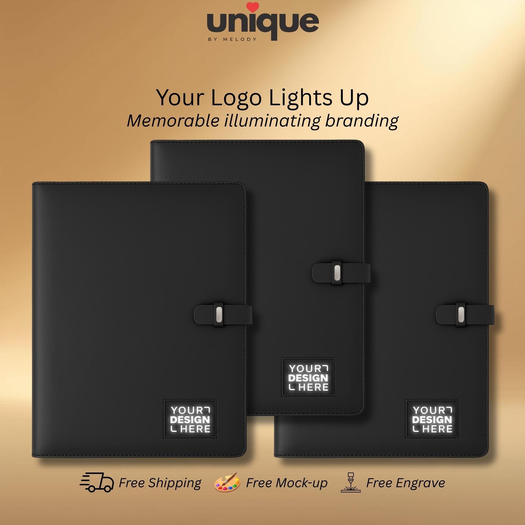 Custom Logo Light Up Tech Portfolio Corporate Employee Client Appreciation Holiday XMas New Year End Event Conference Travel Meeting Gift
