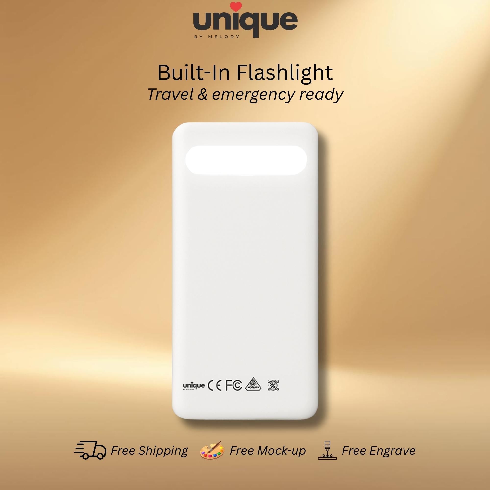 Custom Logo Powerbank Christmas New Year End Client Appreciation Employee Holiday Corporate Gift Pearl White Portable Charger