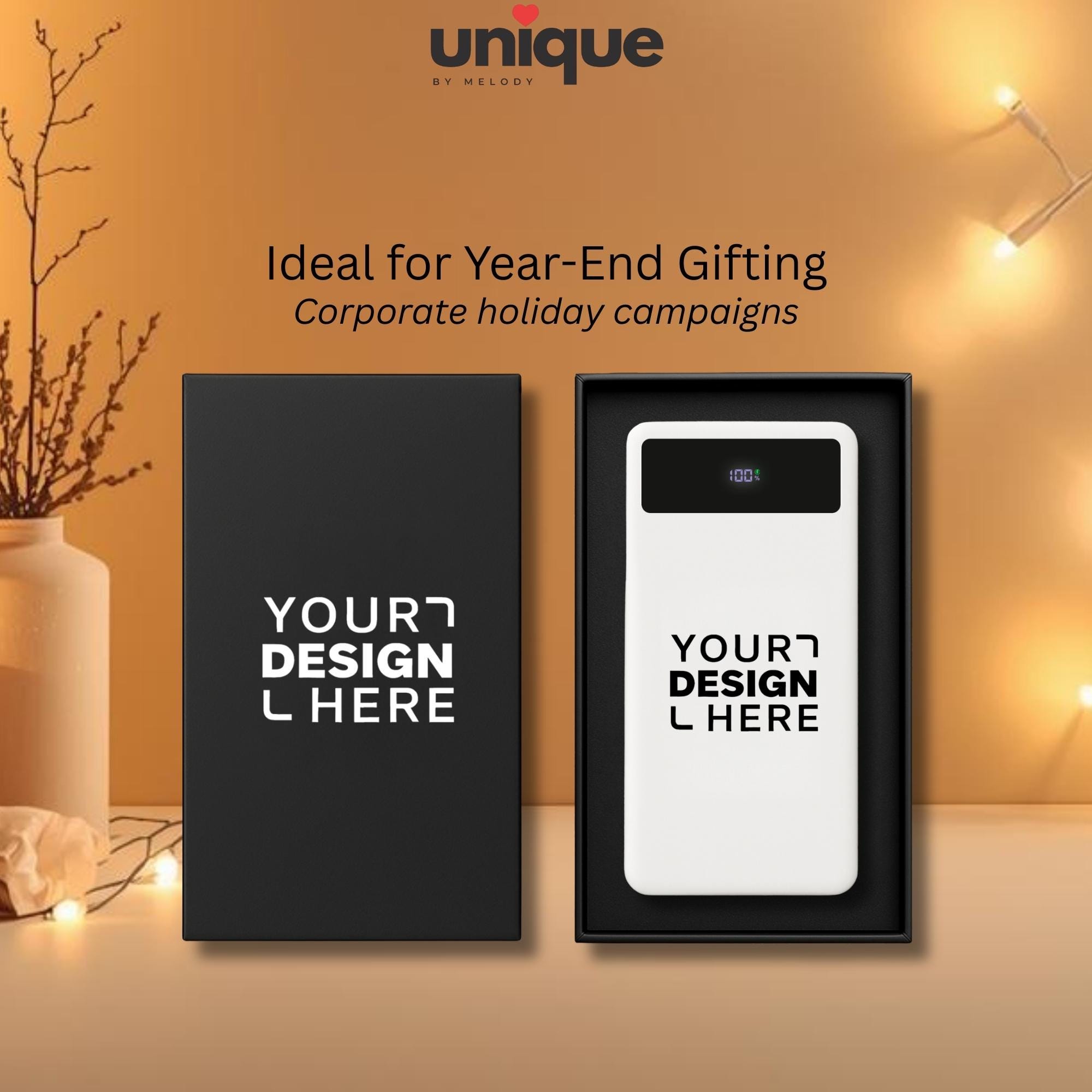 Custom Logo Powerbank Christmas New Year End Client Appreciation Employee Holiday Corporate Gift Pearl White Portable Charger