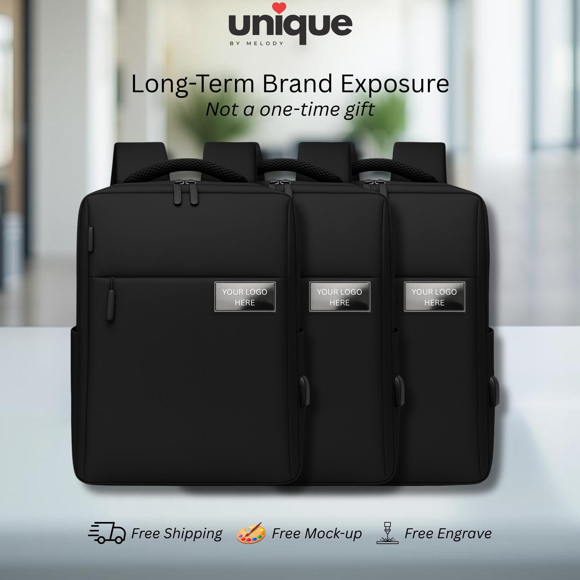 Personalized Laptop Backpack Corporate Employee Client Appreciation Travel Conference Holiday XMas New Year End Business Gift w Custom Logo