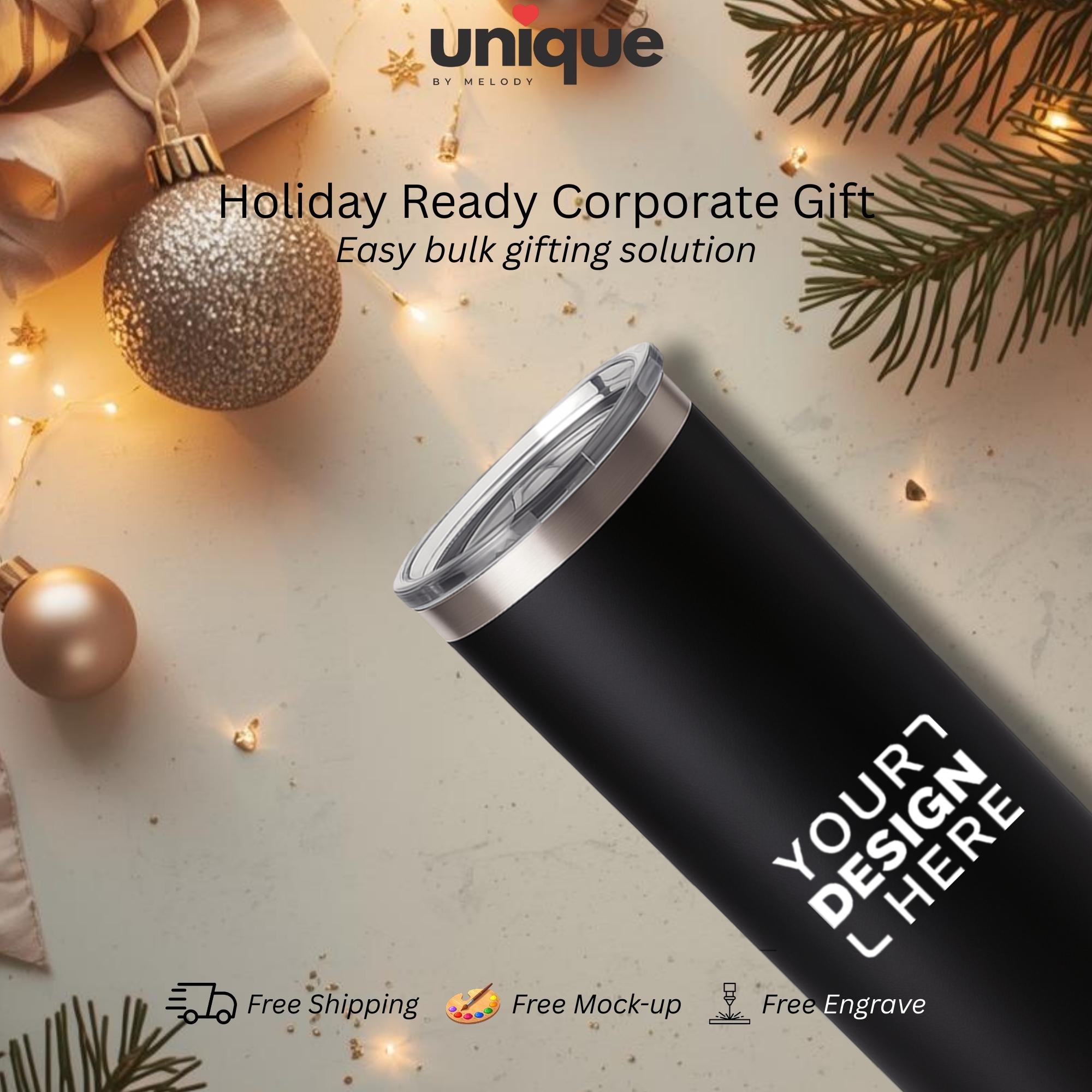 Personalized Stainless Steel Tumbler Corporate Christmas New Year End Client Holiday Employee Appreciation Gift Promo