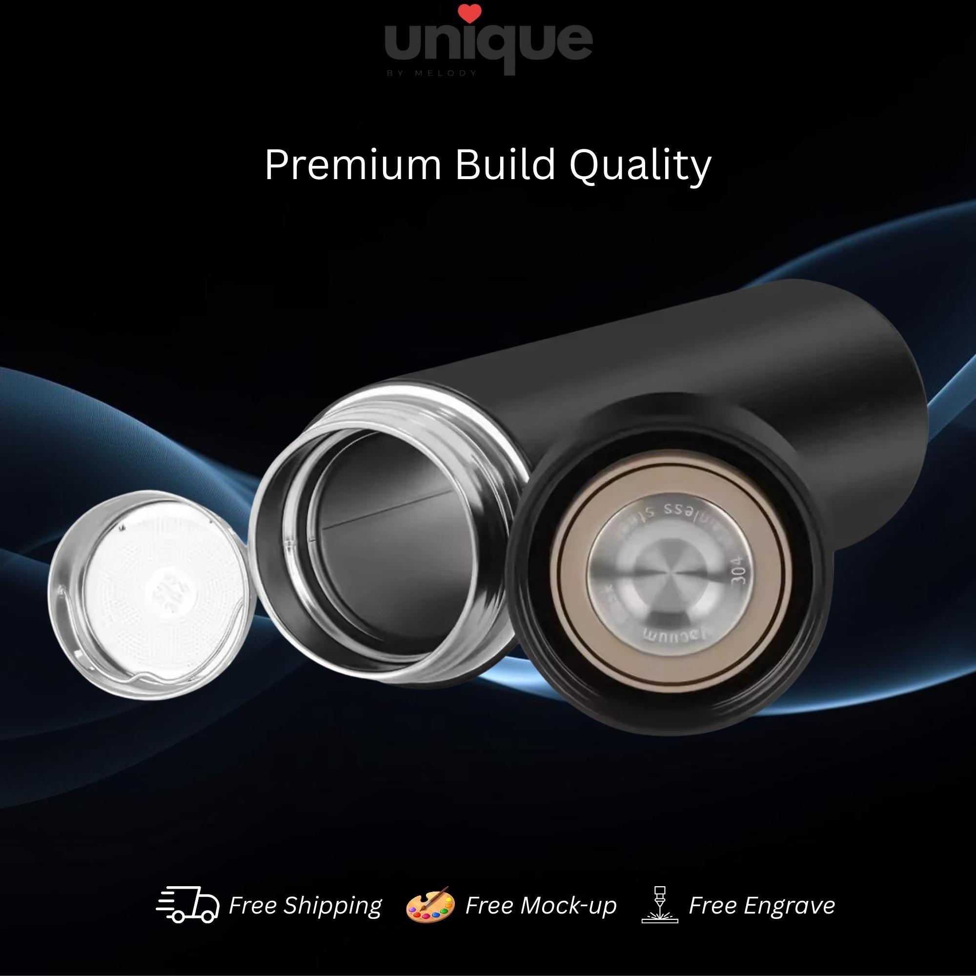 Luxury Custom Logo Smart Thermos Executive Stainless Steel Temperature Display Personalized Tumbler VIP Client Corporate Business Gift