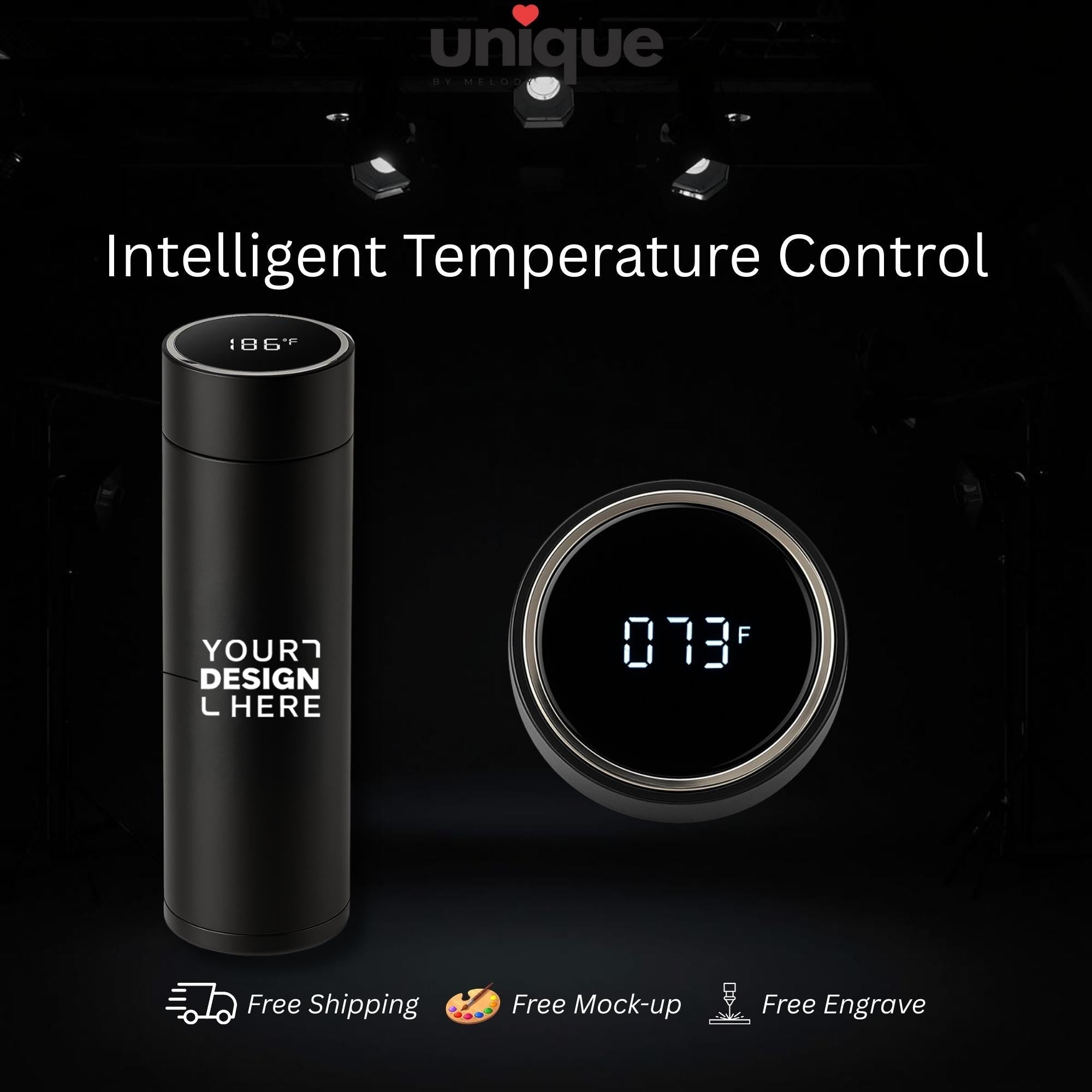 Luxury Custom Logo Smart Thermos Executive Stainless Steel Temperature Display Personalized Tumbler VIP Client Corporate Business Gift