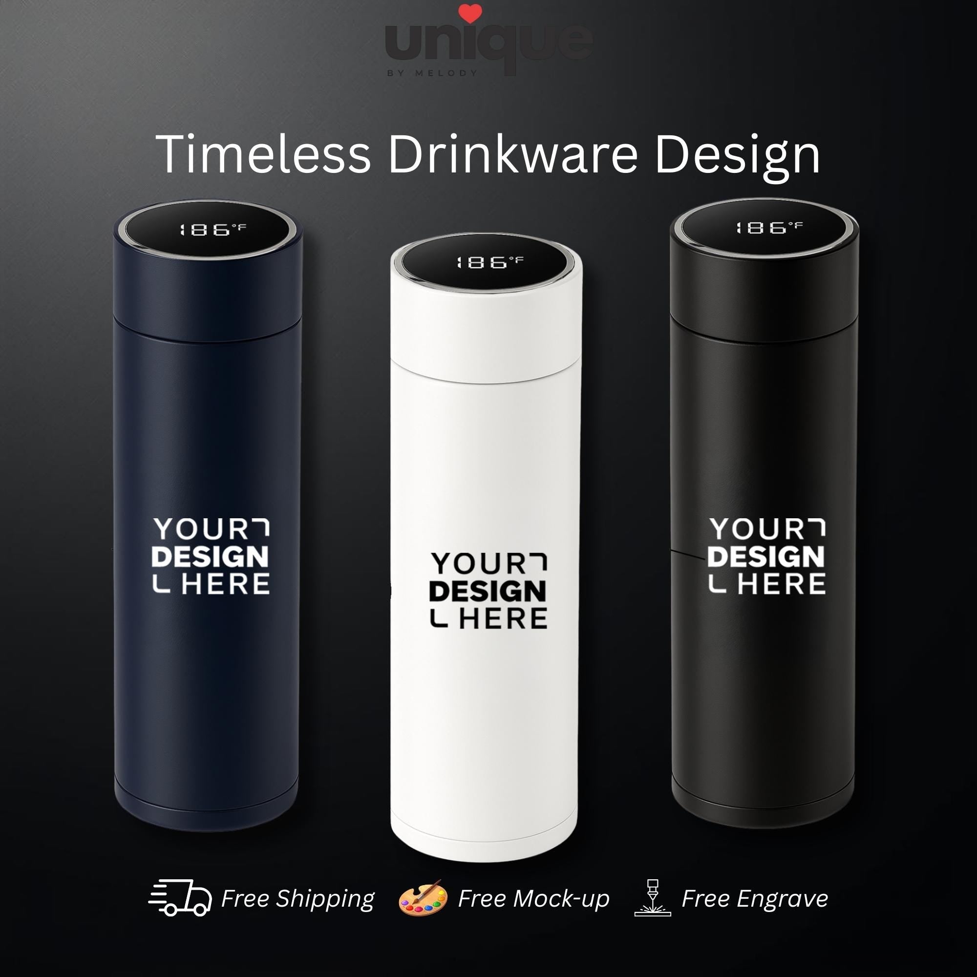 Luxury Custom Logo Smart Thermos Executive Stainless Steel Temperature Display Personalized Tumbler VIP Client Corporate Business Gift