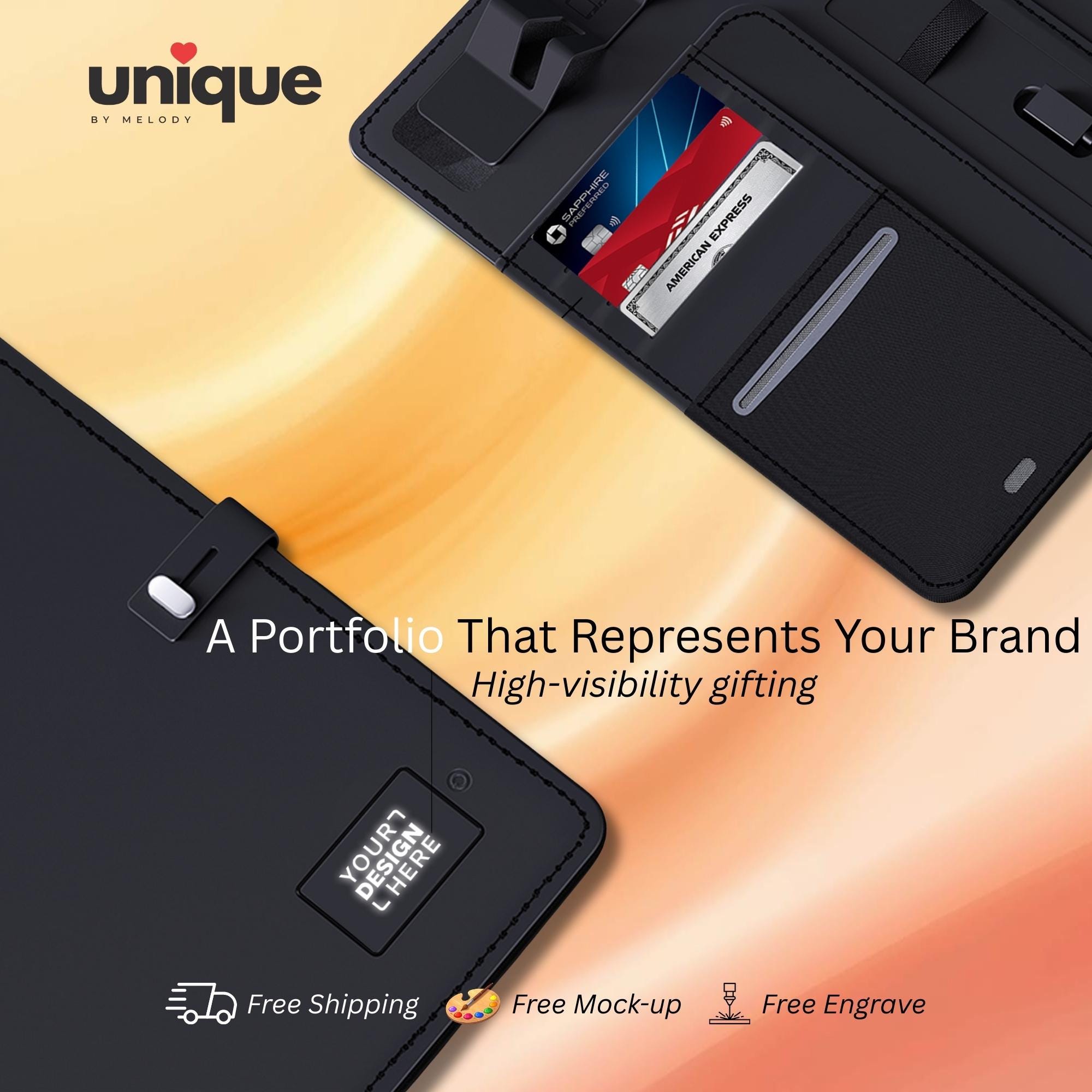 Custom Tech Portfolio Light-Up Logo A5 Notebook Executive Organizer with Power Bank Corporate Holiday Conference Event Gift