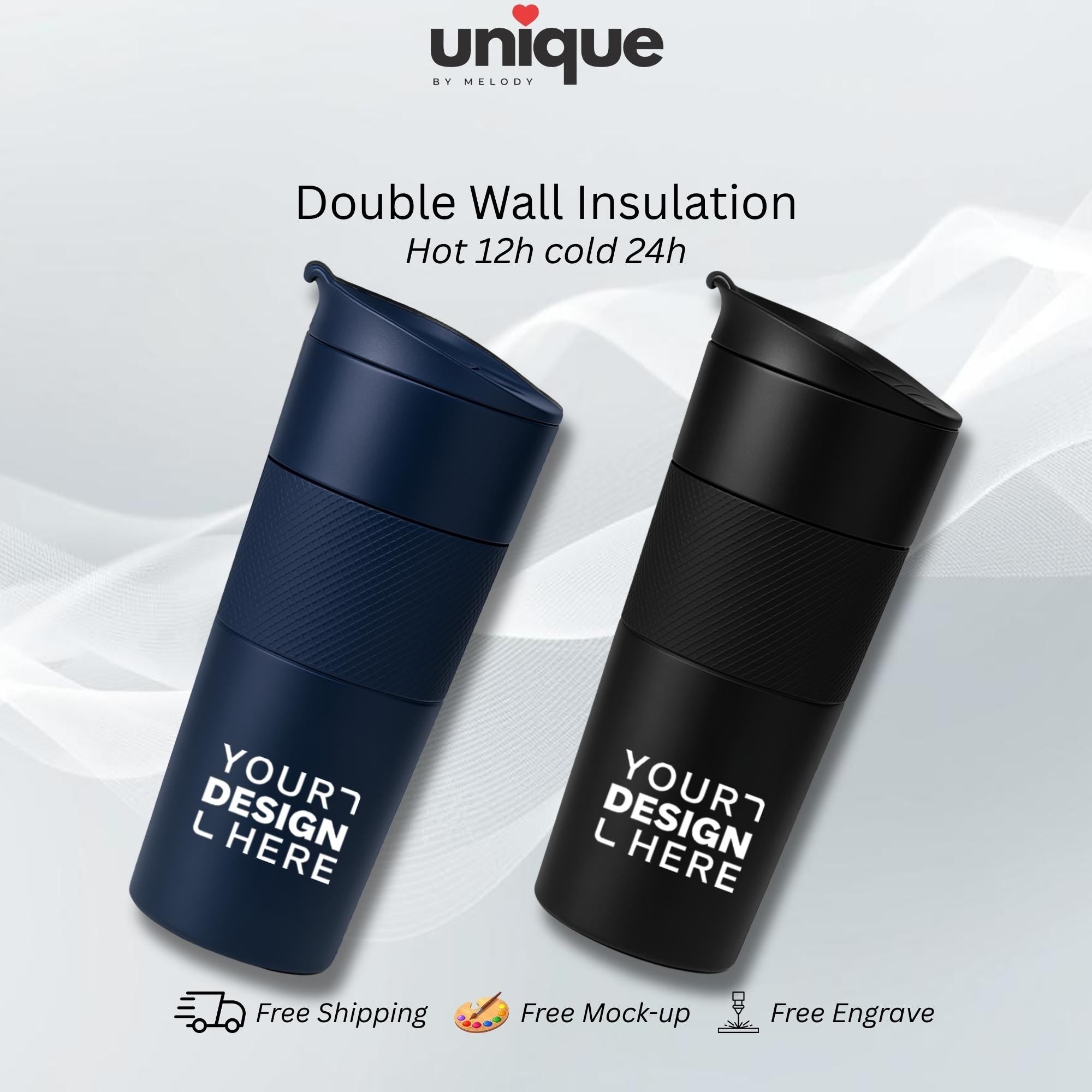Custom Stainless Steel Tumbler Engraved Logo Printing Insulated Travel Mug Corporate Employee Client Holiday Appreciation Conference Gift