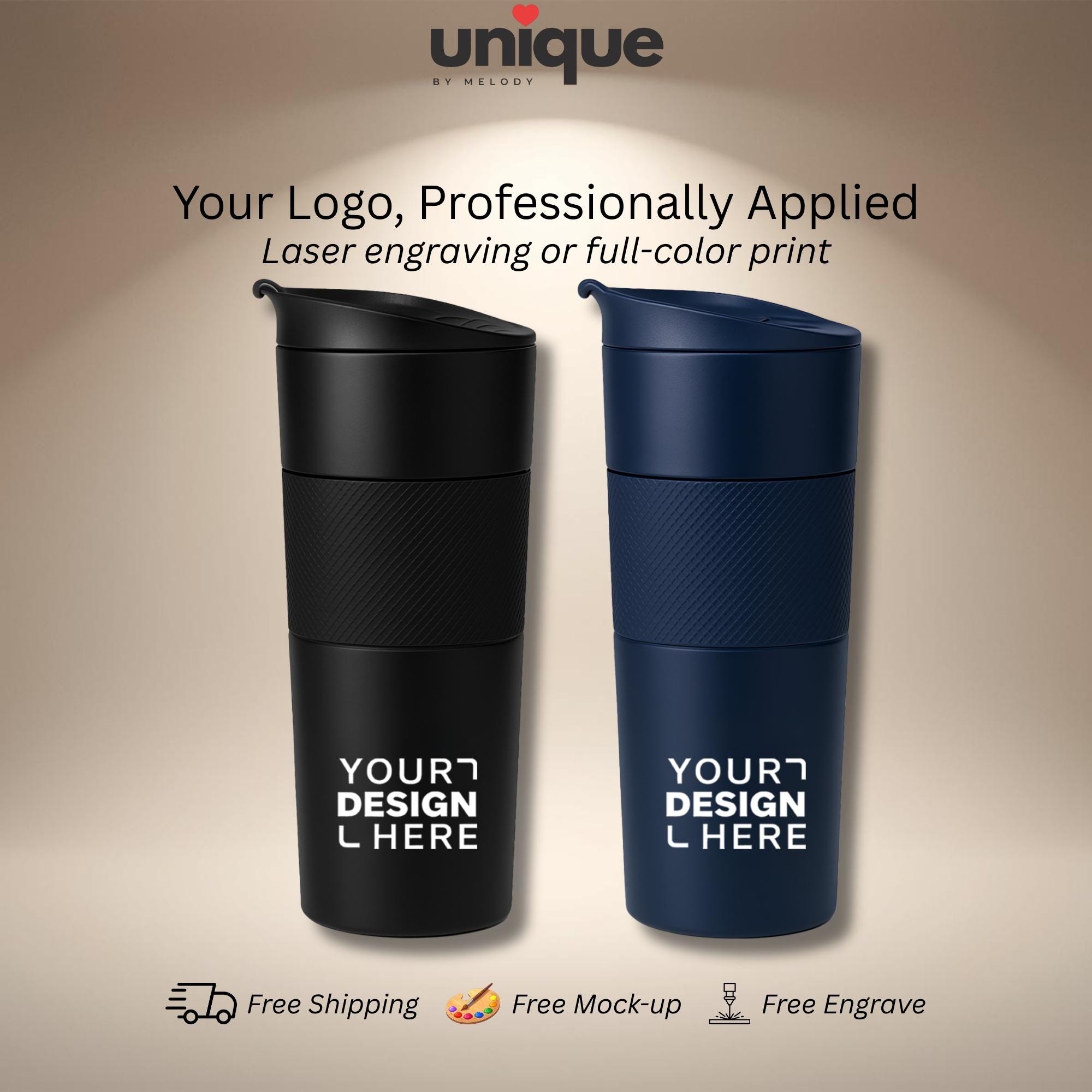 Custom Stainless Steel Tumbler Engraved Logo Printing Insulated Travel Mug Corporate Employee Client Holiday Appreciation Conference Gift