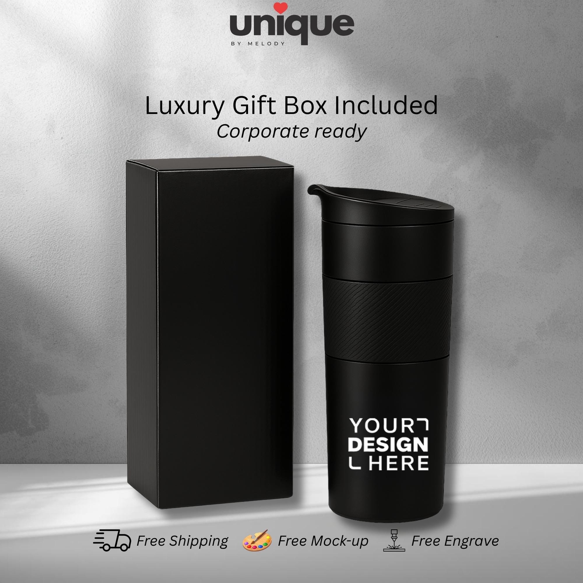 Custom Stainless Steel Tumbler Engraved Logo Printing Insulated Travel Mug Corporate Employee Client Holiday Appreciation Conference Gift