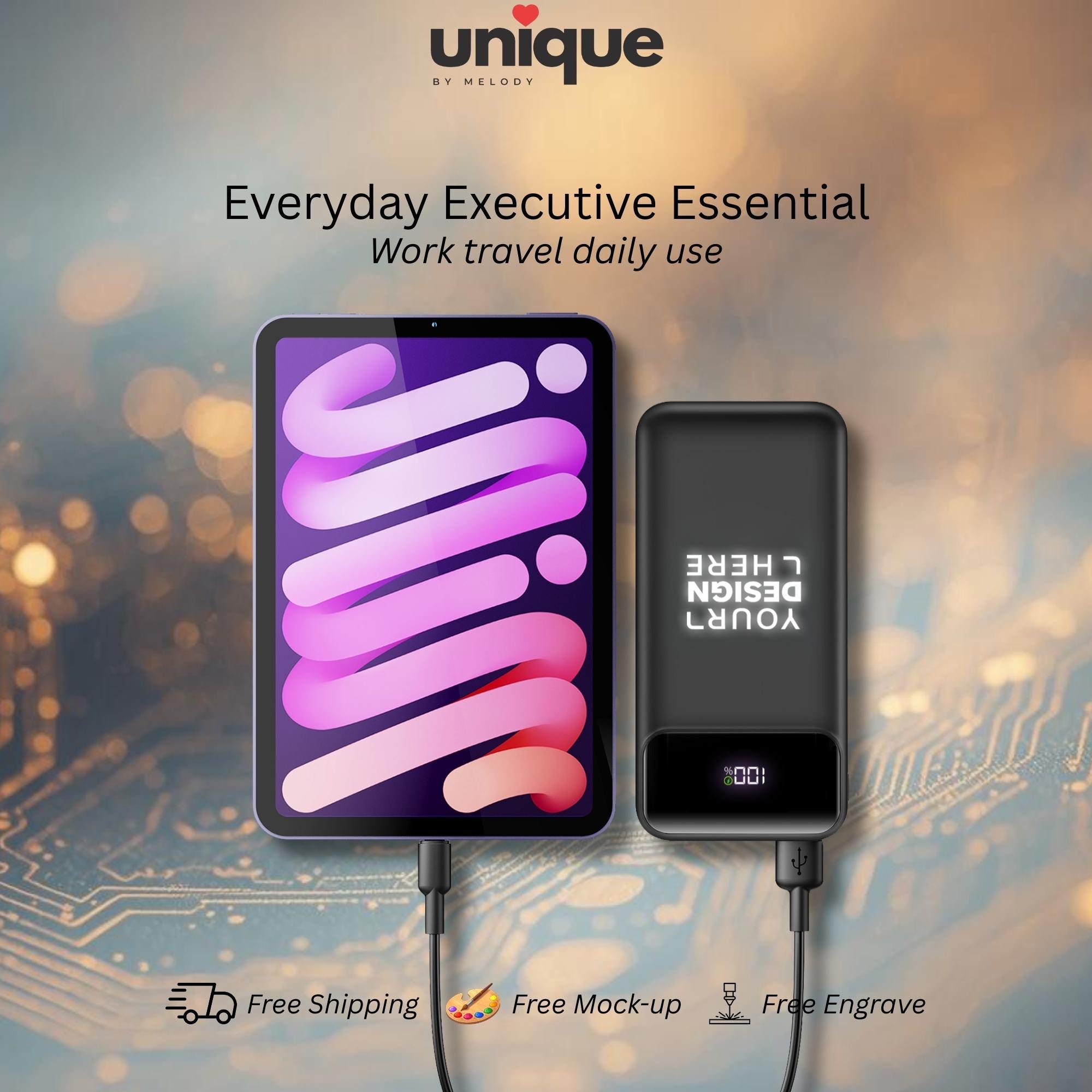 Custom Logo Powerbank with Built in Cables Holiday Corporate Client Appreciation New Year End Tech Gift Fast Charging Portable Charger