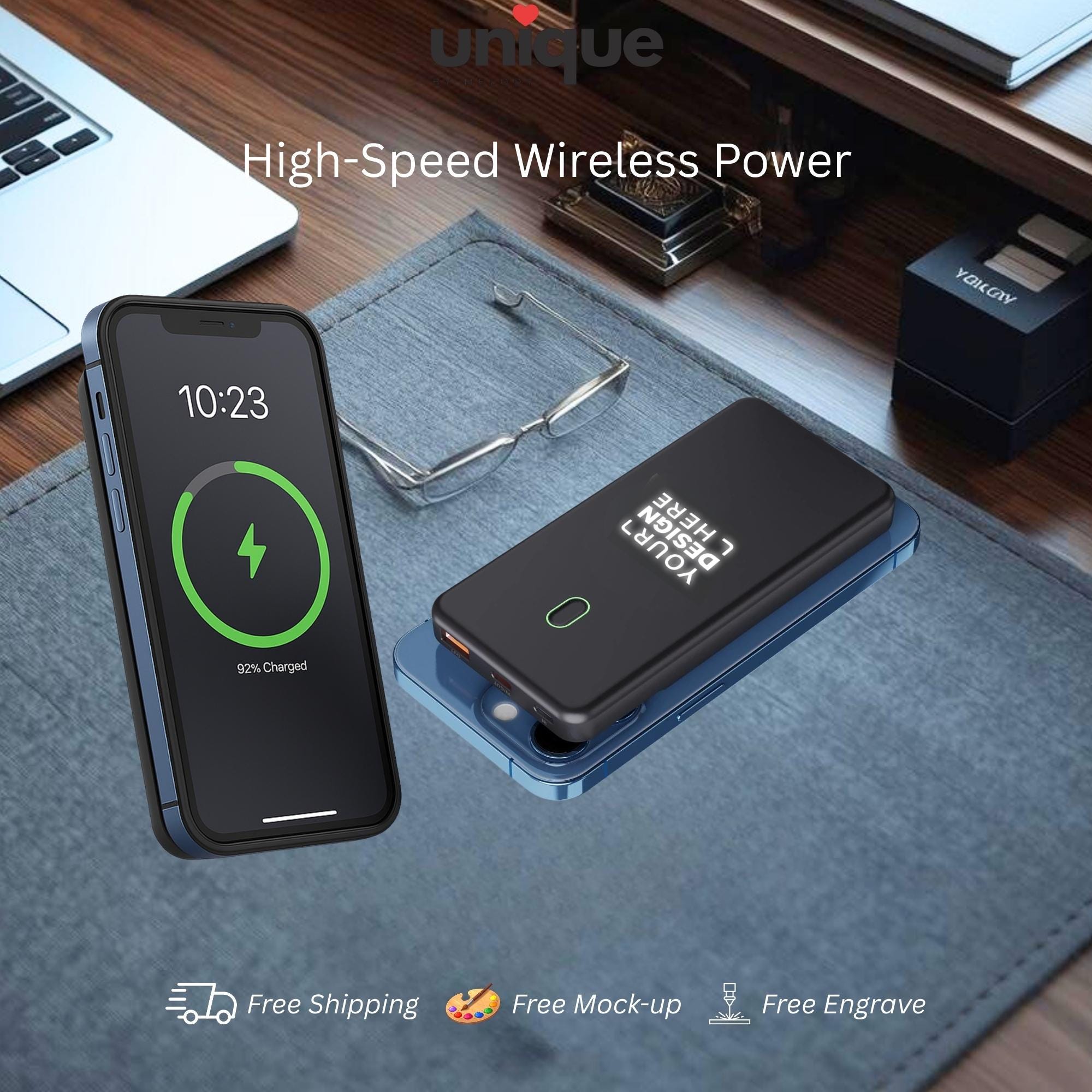 Magsafe Charger Light Up Logo Custom Executive Fast Charging Magnetic Portable Powerbank Wireless Luxury Corporate VIP Client Tech Gift