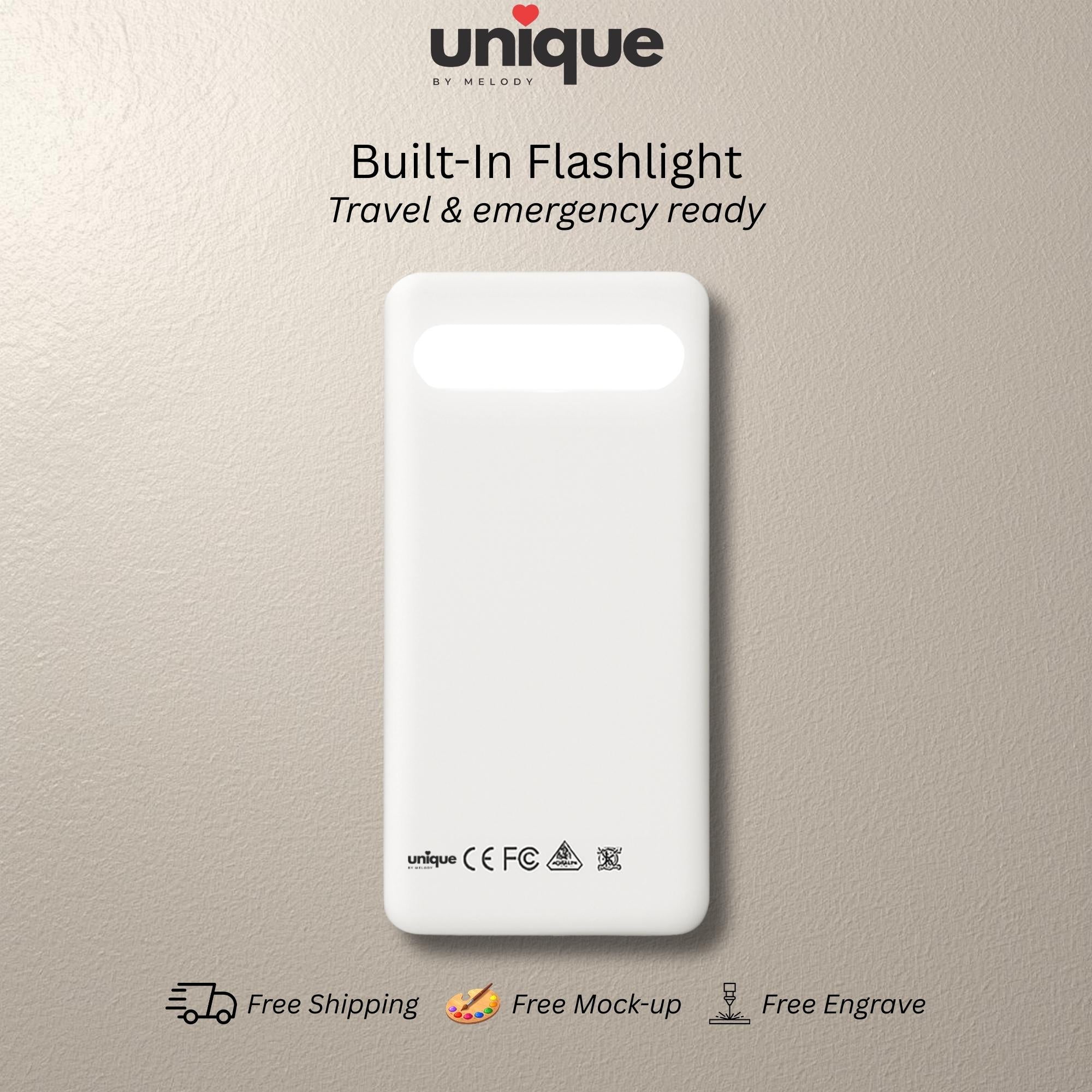 Custom Logo Portable Charger Pearl White Powerbank PD Fast Charging Corporate Conference Client Employee Appreciation Onboarding Gift