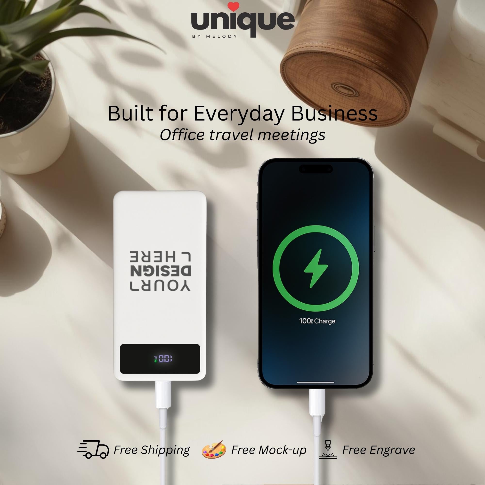 Custom Logo Portable Charger Pearl White Powerbank PD Fast Charging Corporate Conference Client Employee Appreciation Onboarding Gift
