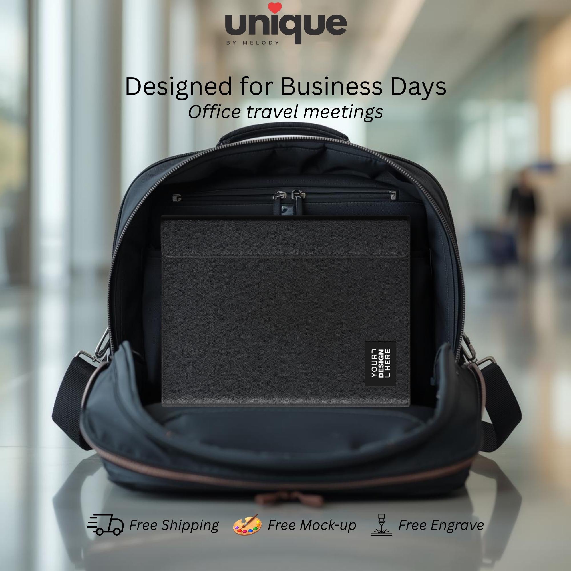 Custom Logo Laser Engraved Portfolio Tech A4 Executive Business Portfolio with Powerbank Conference Meeting Corporate Client Trade Show Gift