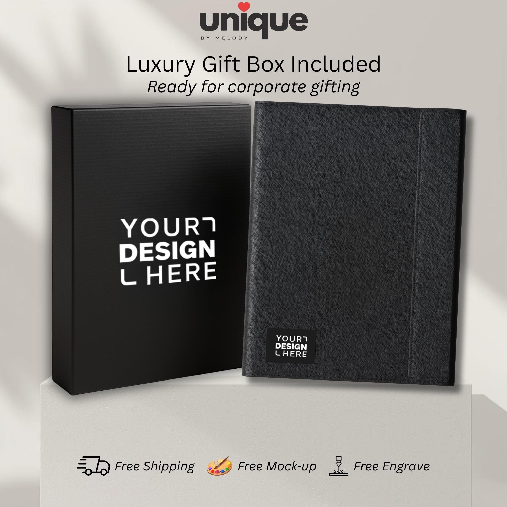 Custom Logo Laser Engraved Portfolio Tech A4 Executive Business Portfolio with Powerbank Conference Meeting Corporate Client Trade Show Gift