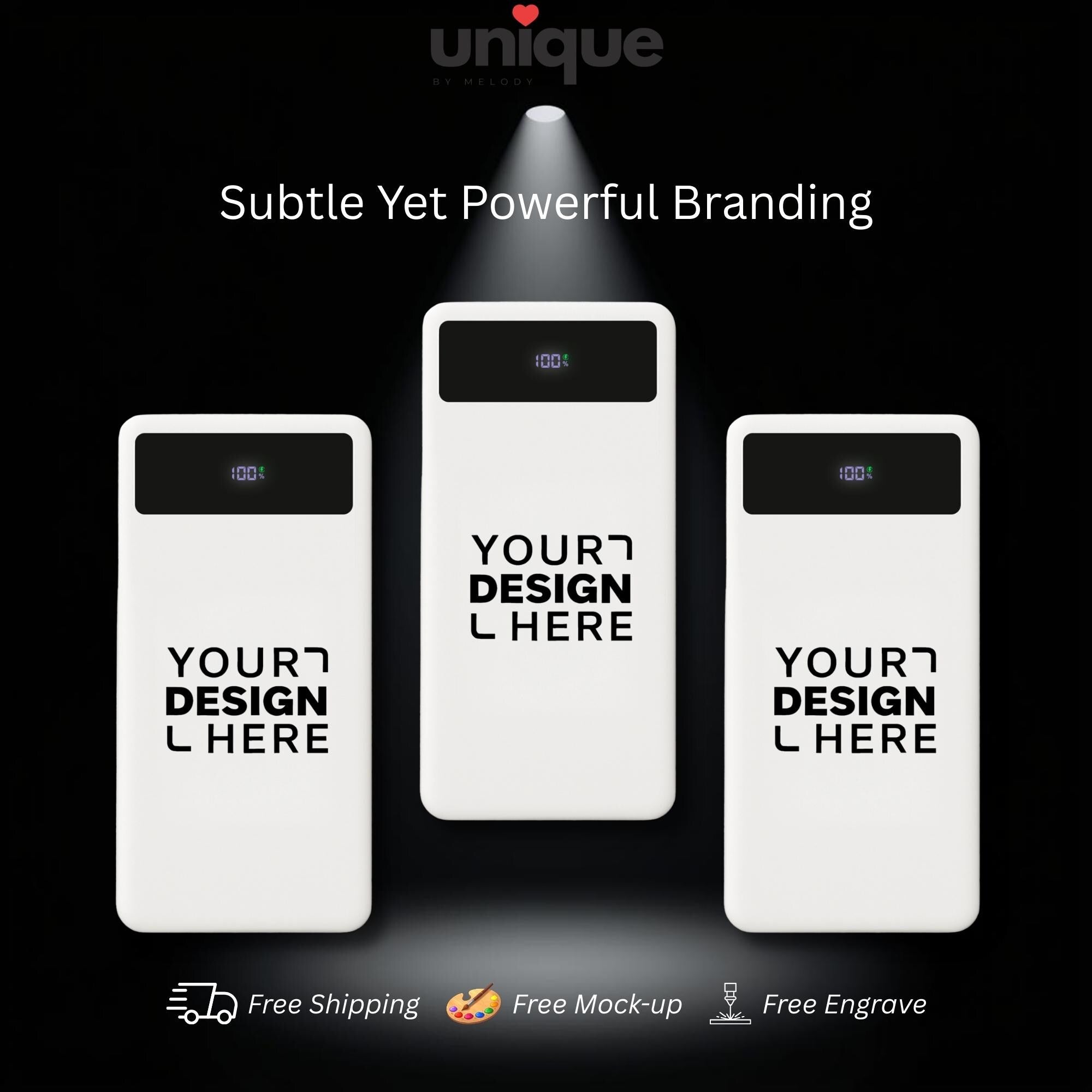 Custom Logo Powerbank Personalized Portable Charger Luxury Executive Corporate Business VIP Client Gift Office Tech Accessory Travel Charger