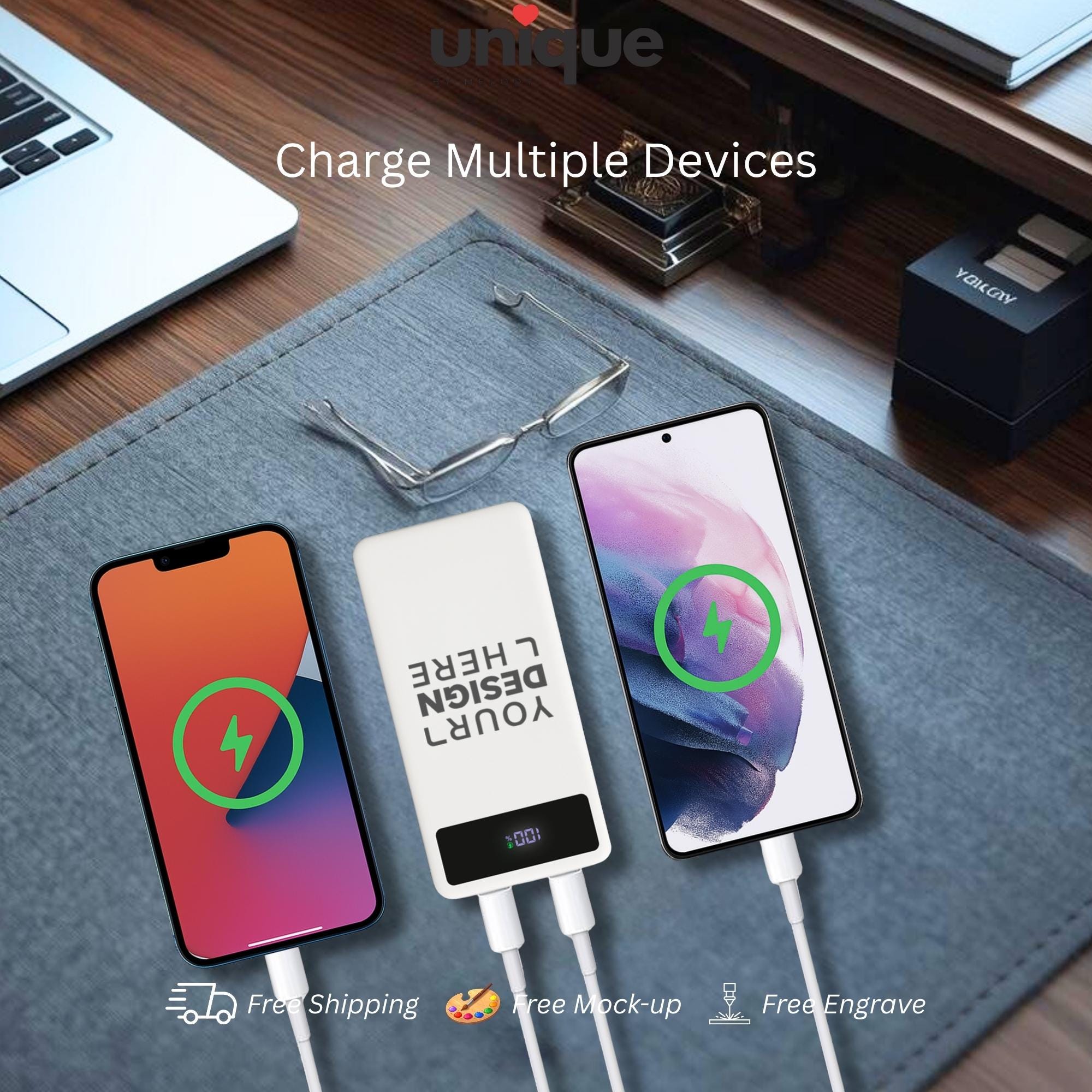 Custom Logo Powerbank Personalized Portable Charger Luxury Executive Corporate Business VIP Client Gift Office Tech Accessory Travel Charger