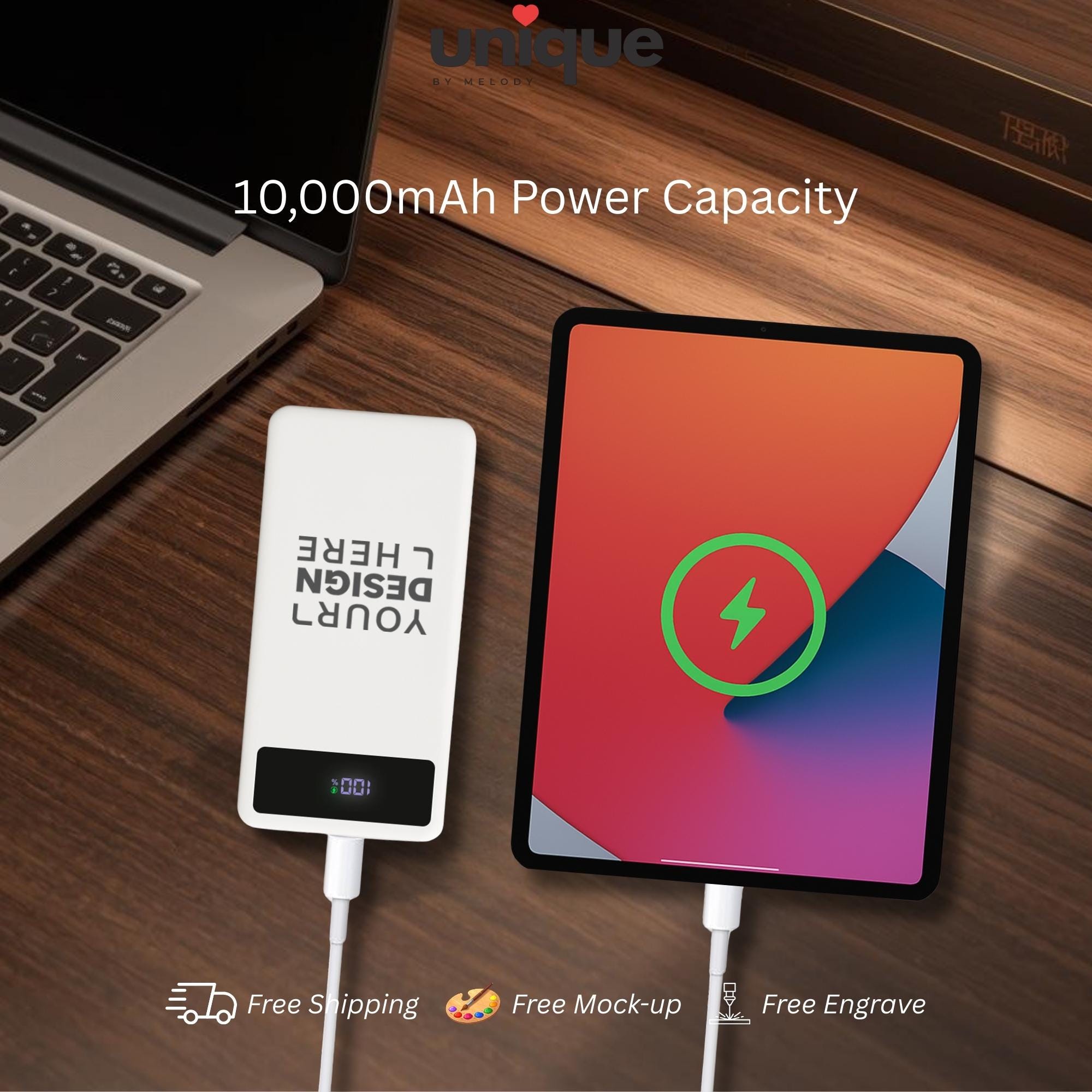 Custom Logo Powerbank Personalized Portable Charger Luxury Executive Corporate Business VIP Client Gift Office Tech Accessory Travel Charger