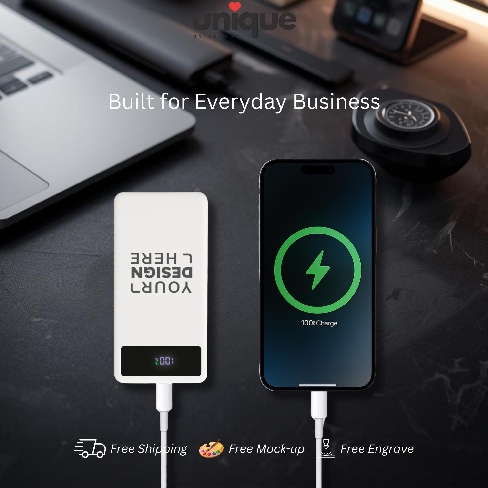 Custom Logo Powerbank Personalized Portable Charger Luxury Executive Corporate Business VIP Client Gift Office Tech Accessory Travel Charger