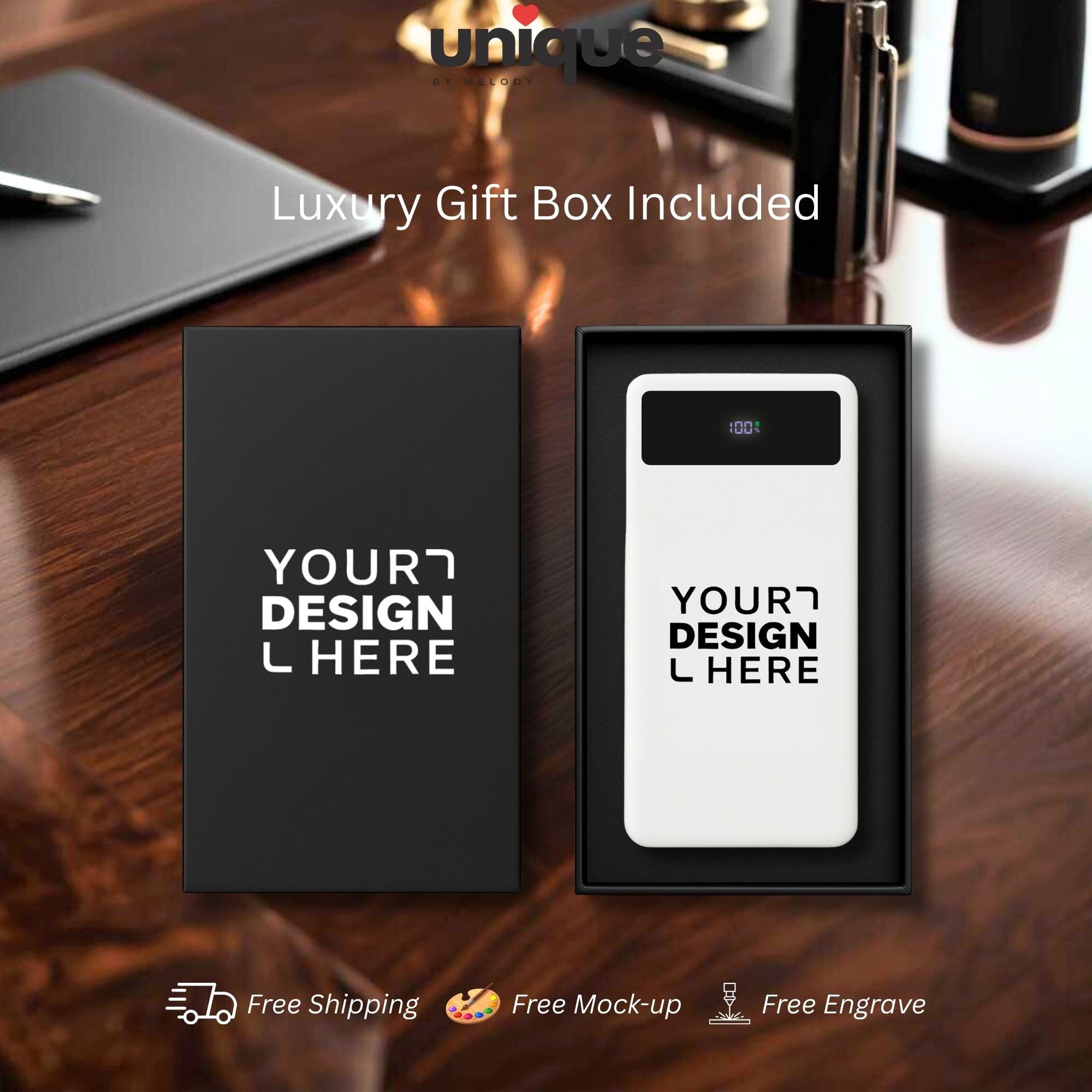 Custom Logo Powerbank Personalized Portable Charger Luxury Executive Corporate Business VIP Client Gift Office Tech Accessory Travel Charger