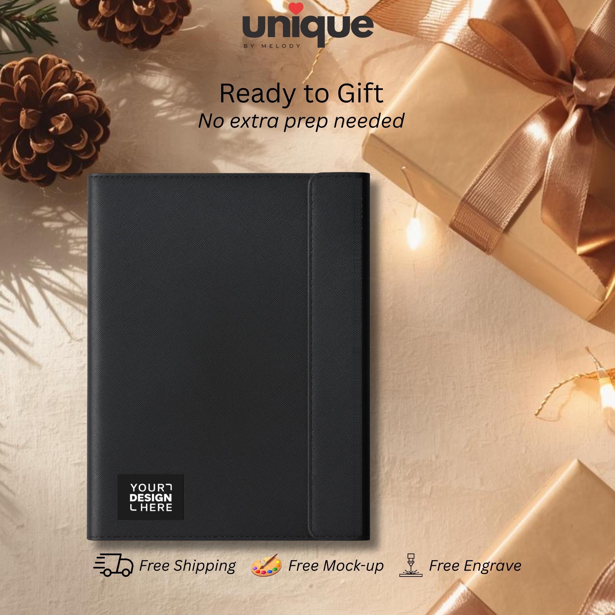 Custom Logo Tech Portfolio Laser Engraved Holiday Corporate Employee Client Appreciation New Year End Conference Christmas Office Gift