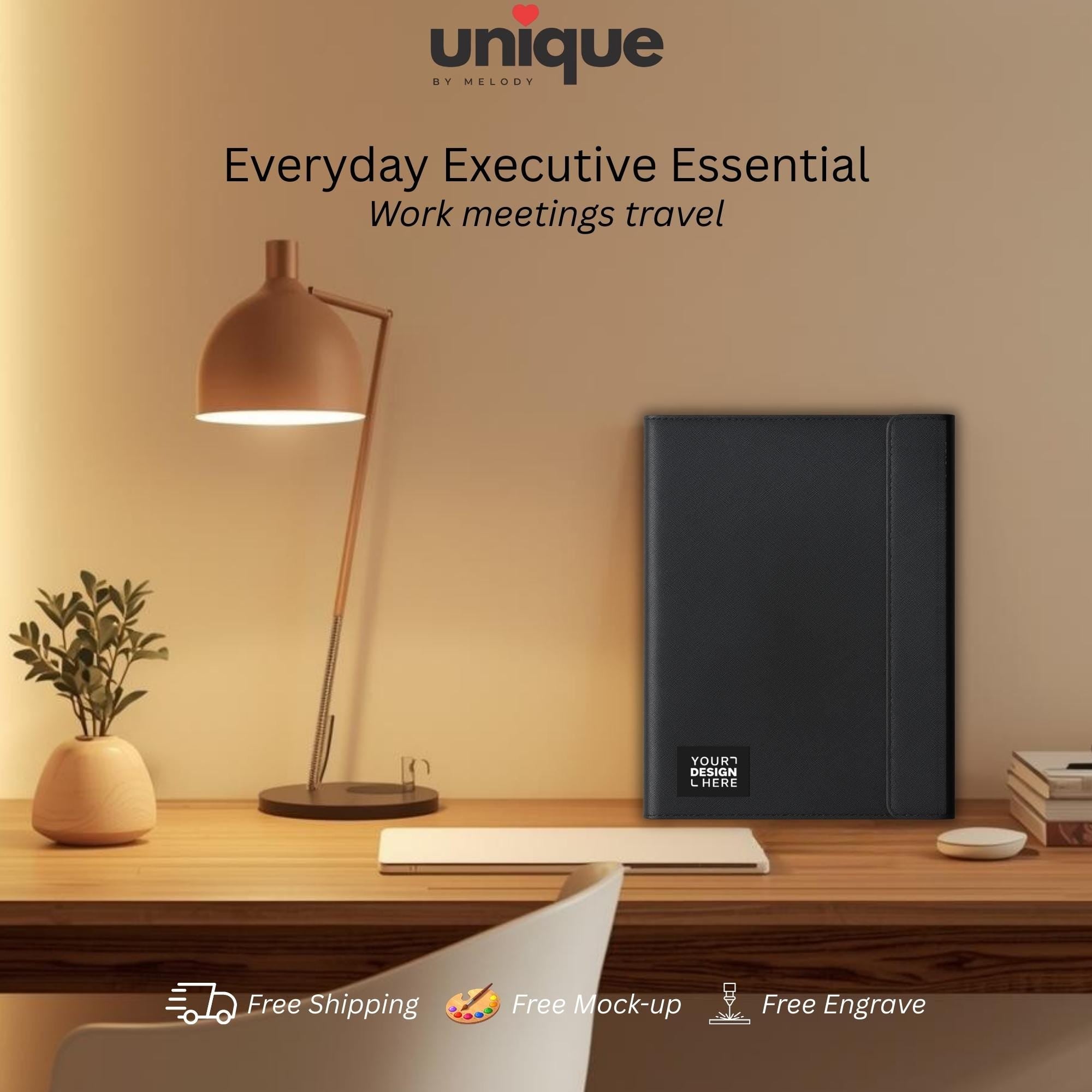 Custom Logo Tech Portfolio Laser Engraved Holiday Corporate Employee Client Appreciation New Year End Conference Christmas Office Gift