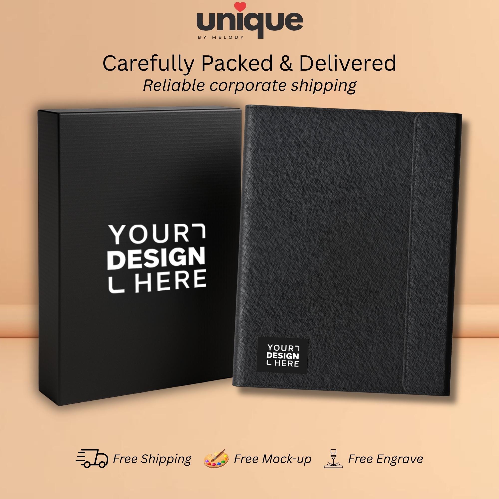 Custom Logo Tech Portfolio Laser Engraved Holiday Corporate Employee Client Appreciation New Year End Conference Christmas Office Gift